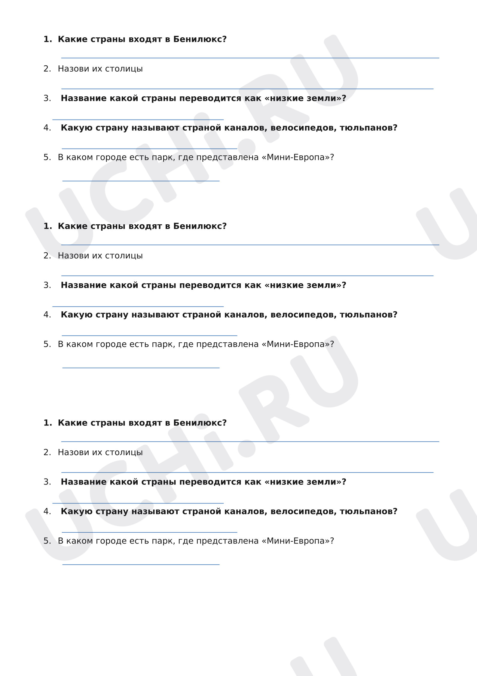 Предпросмотр материала Проверка домашнего задания по теме: Страны Бенилюкс.