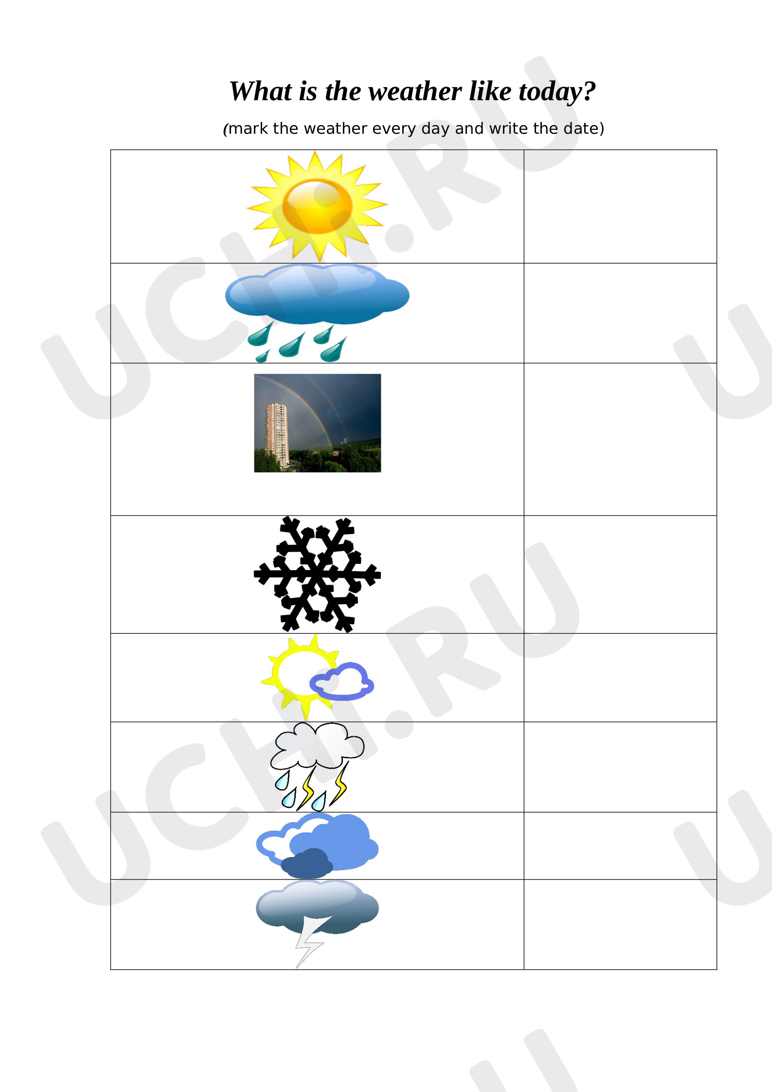 Предпросмотр материала Рабочий лист "Weather"
