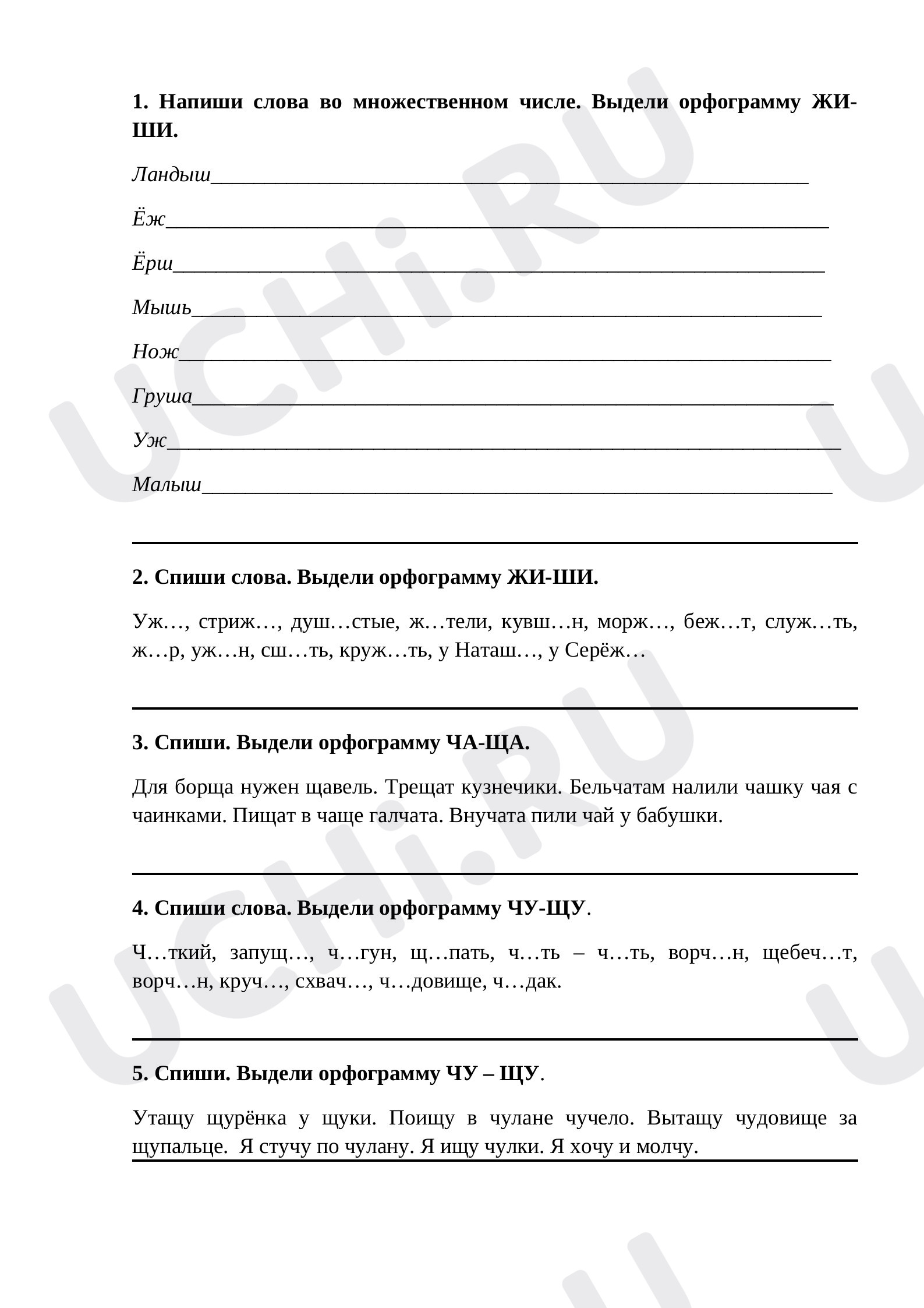 Предпросмотр материала ЖИ-ШИ, ЧА-ЩА, ЧУ-ЩУ