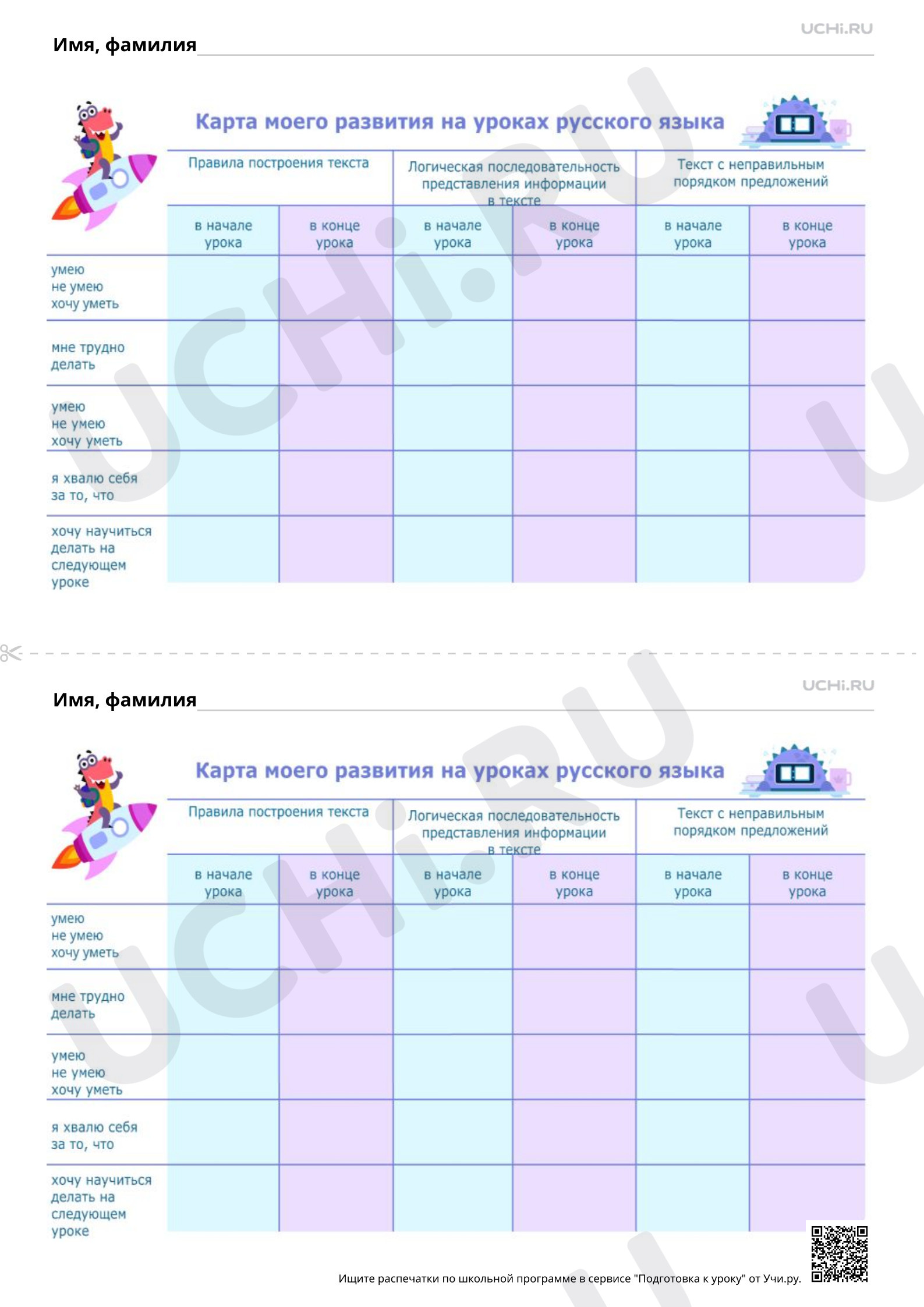 Предпросмотр материала Карта развития. Корректирование текстов с нарушенным порядком предложений. Тренинг