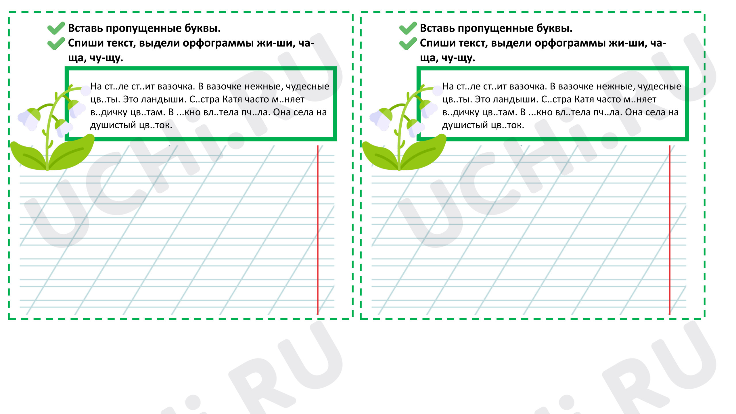 Предпросмотр материала Контрольное списывание «Жи-ши, ча-ща, чу-щу»