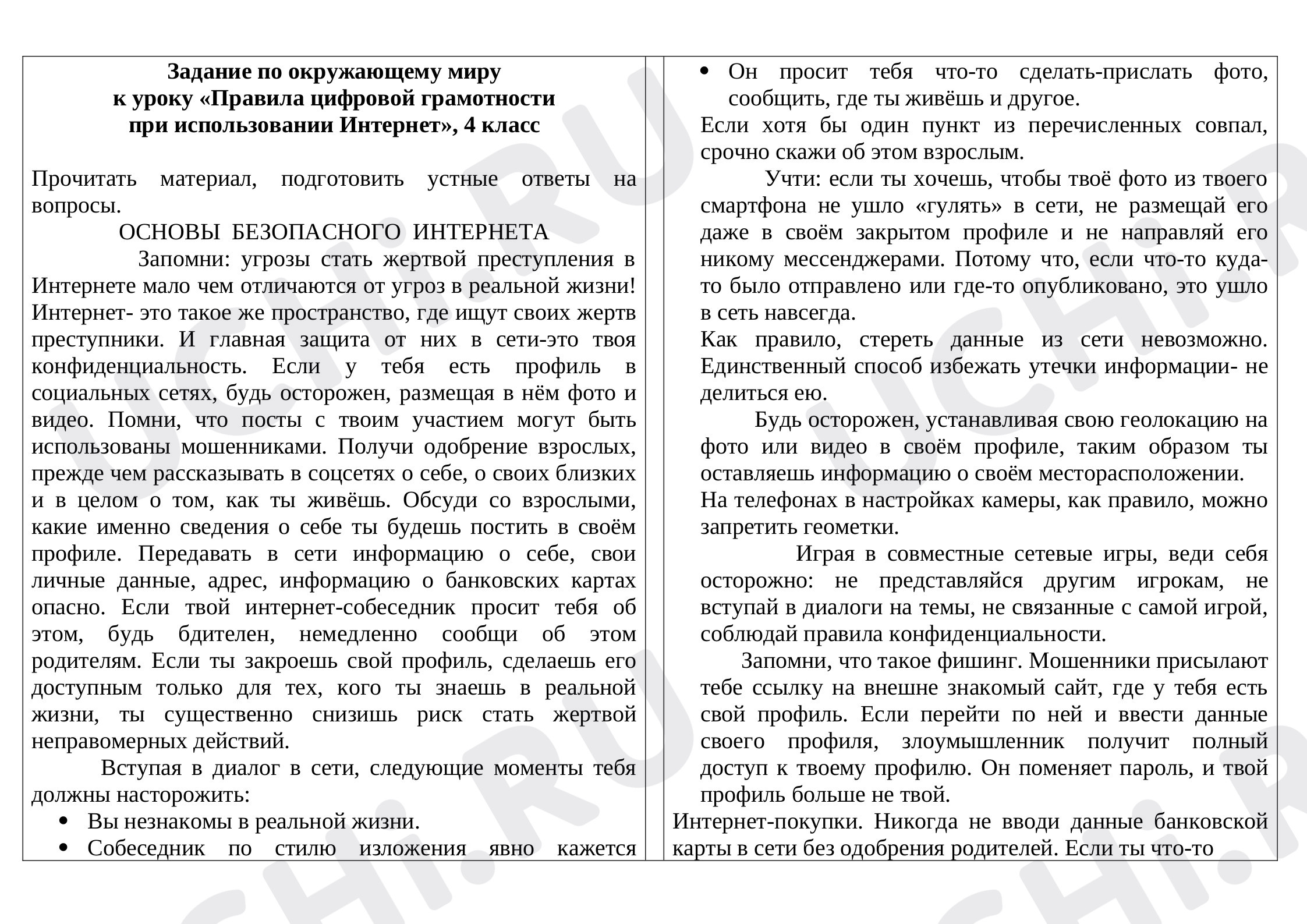 Предпросмотр материала Правила цифровой грамотности при использовании Интернета