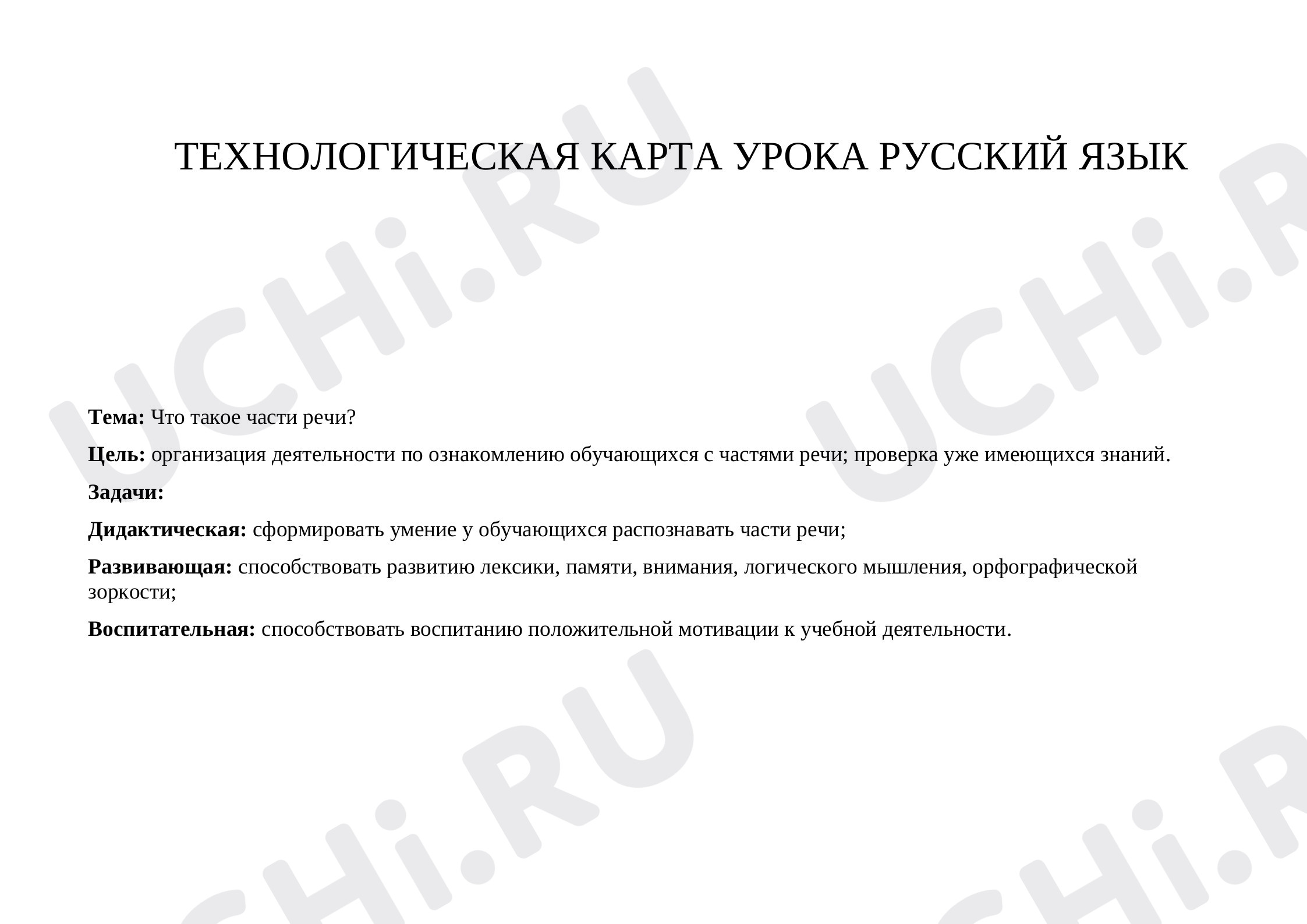 Предпросмотр материала Что такое части речи?