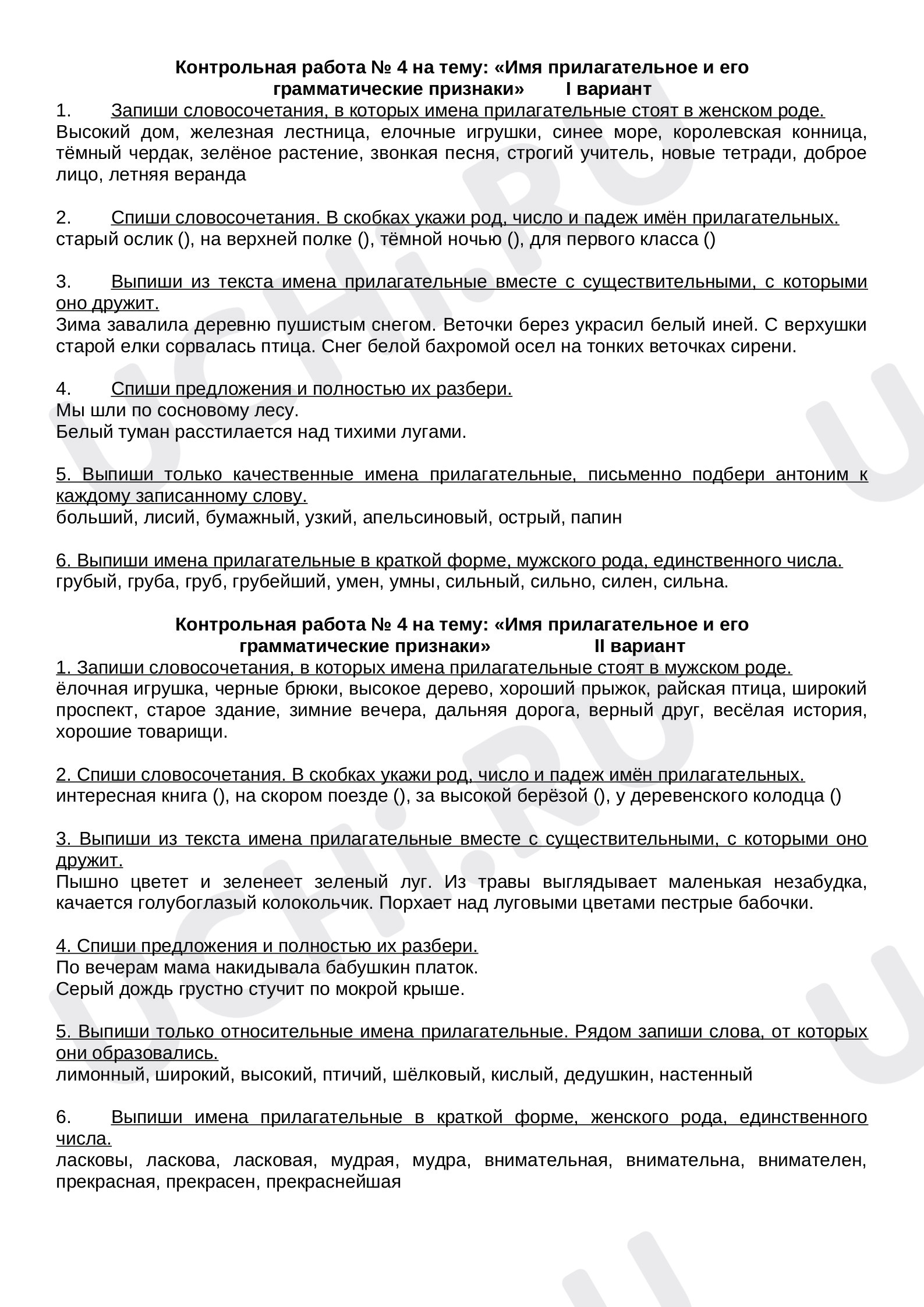 Предпросмотр материала Имя прилагательное и его грамматические признаки