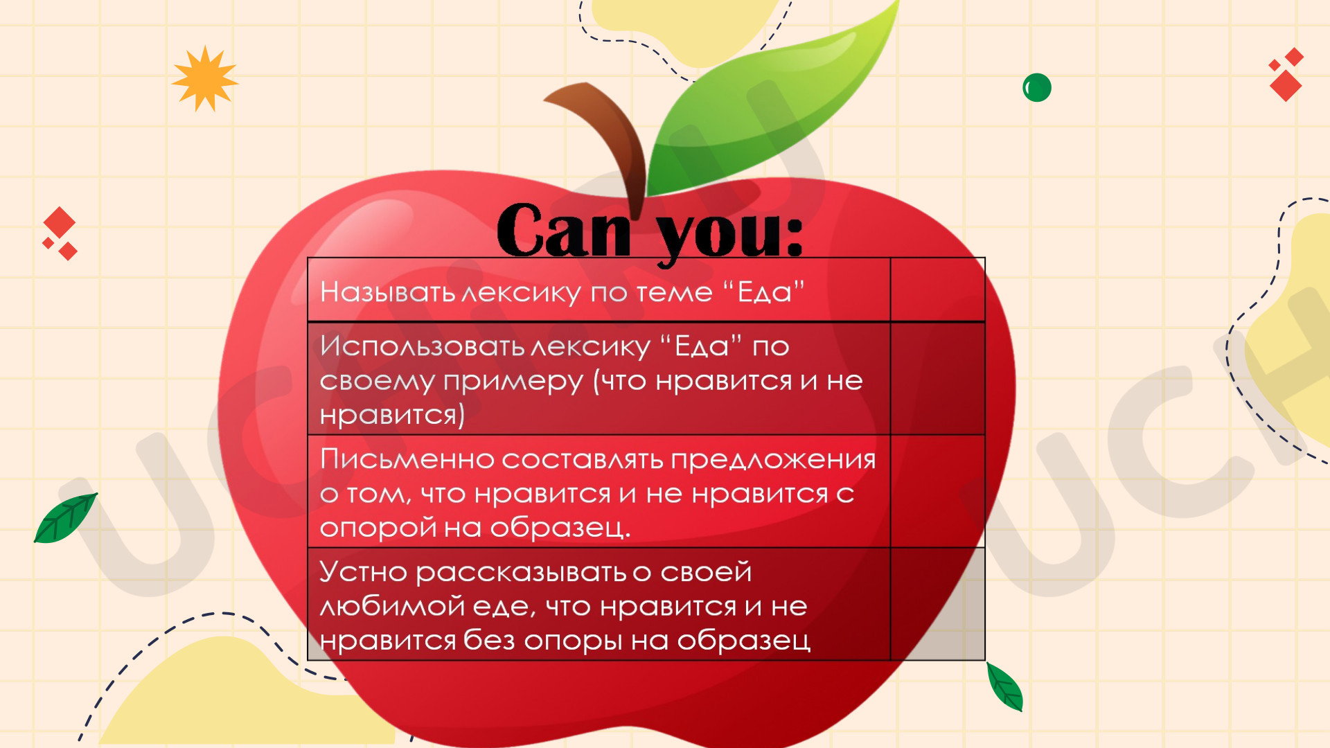Предпросмотр материала Английский язык. Презентация. Закрепление лексики по теме "Еда". Конструкция "I like / I don't like"