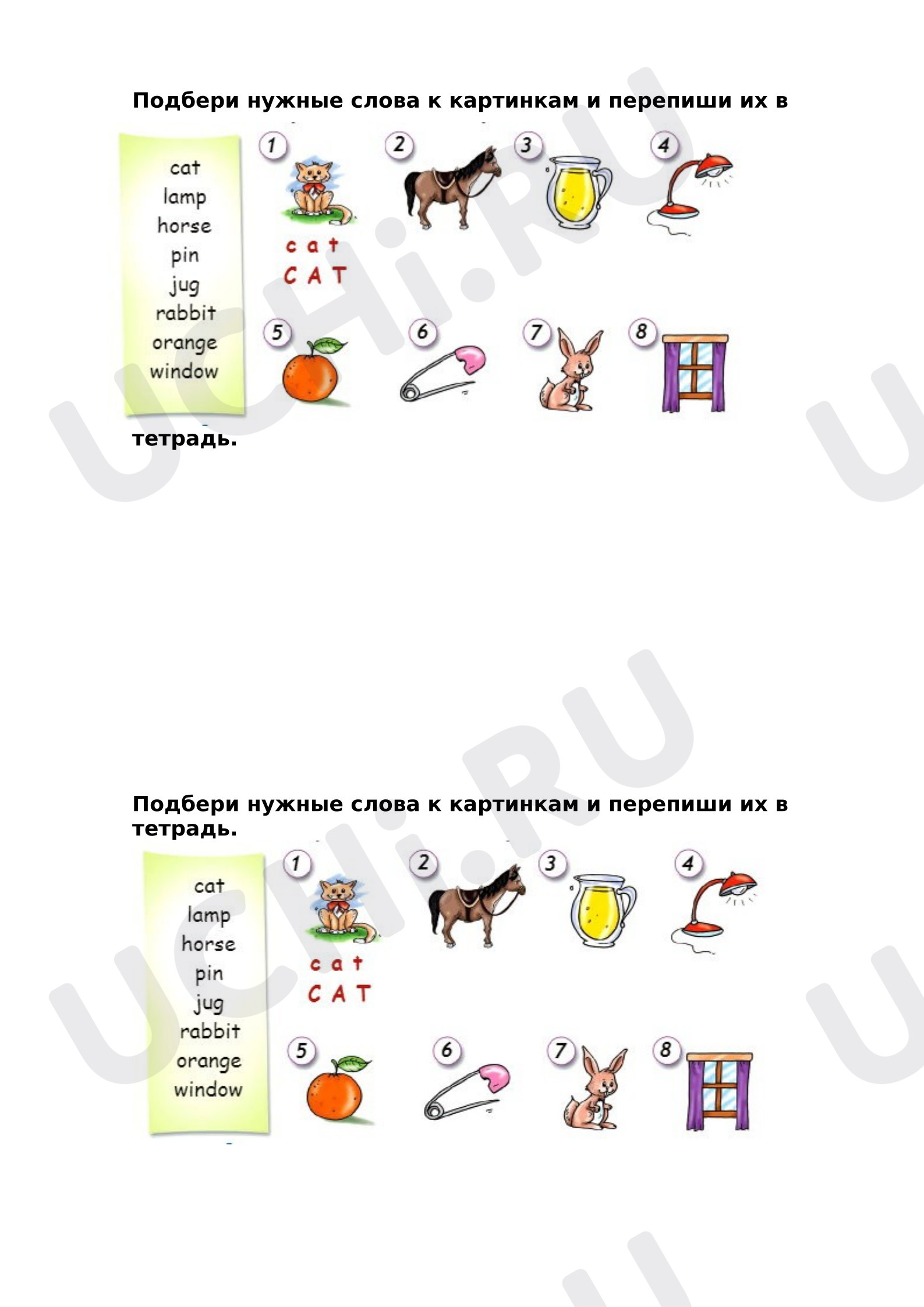 Предпросмотр материала Английский язык. Рабочие листы к уроку. Повторение лексики.
