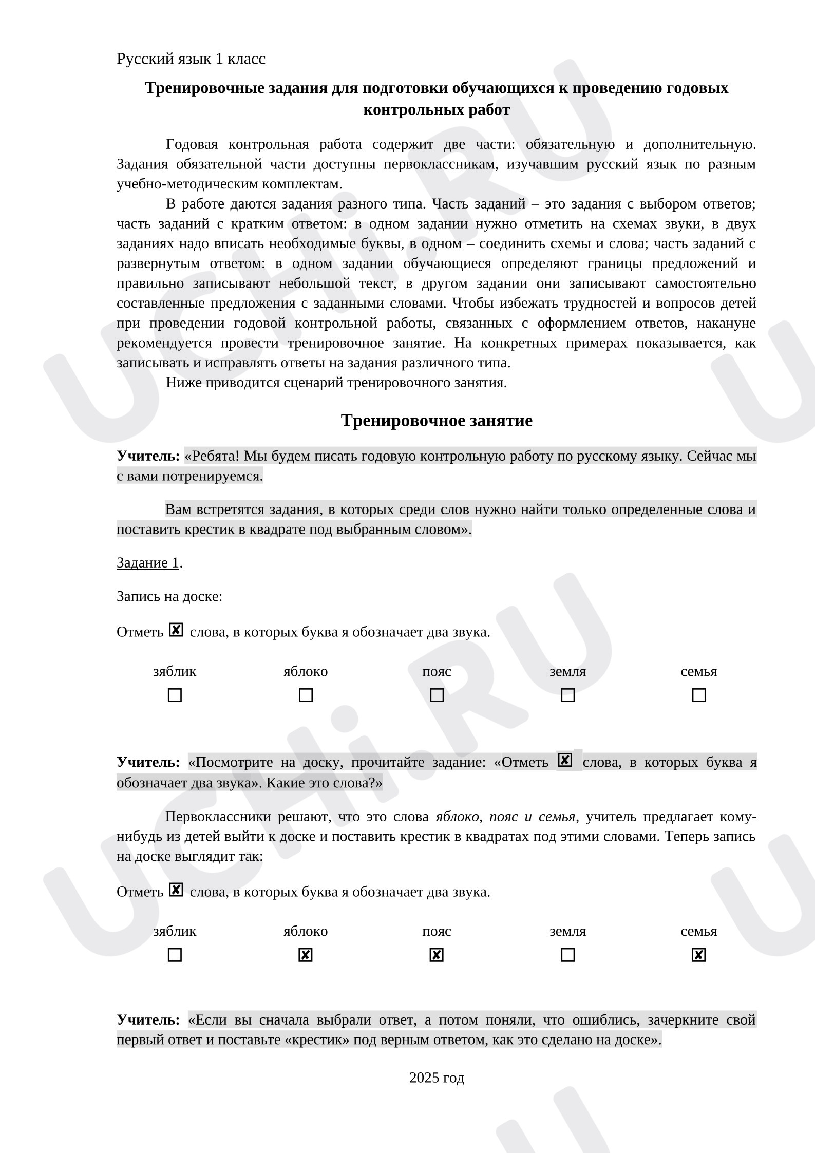 Предпросмотр материала Русский язык, проверочная работа.