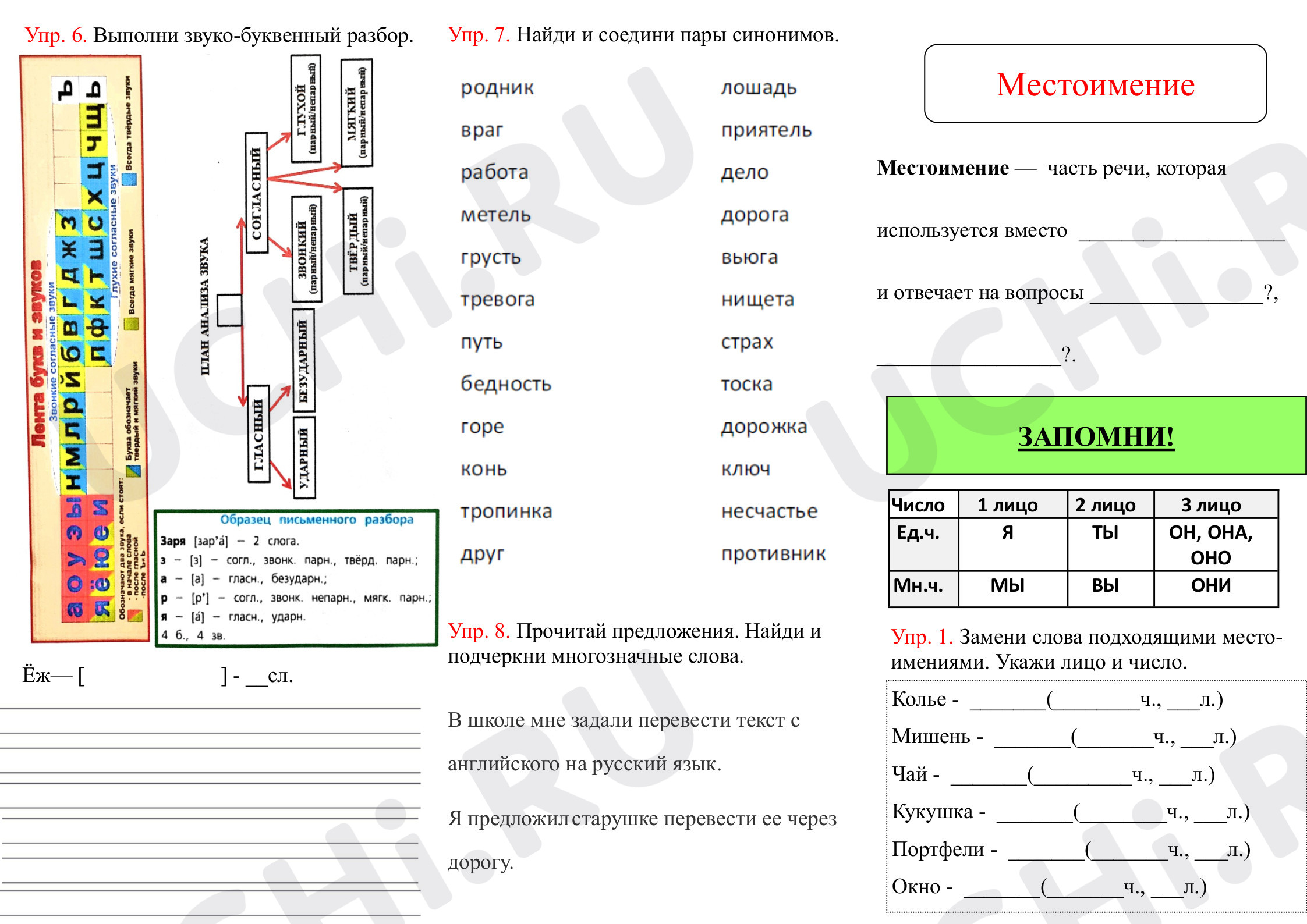 Предпросмотр материала Рабочие листы к уроку русского языка. Местоимение.