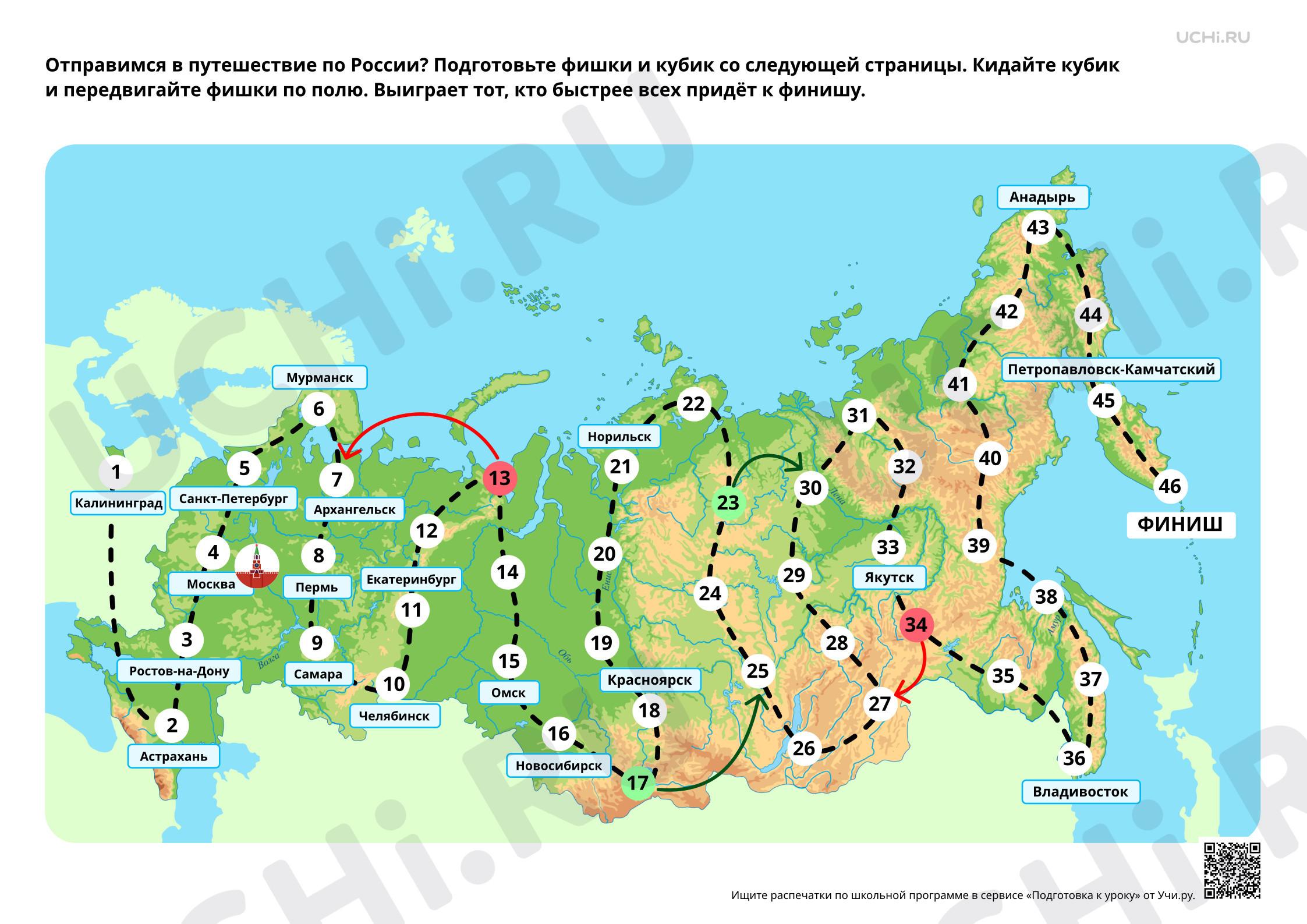 Предпросмотр материала Настольная игра «Путешествие по России»