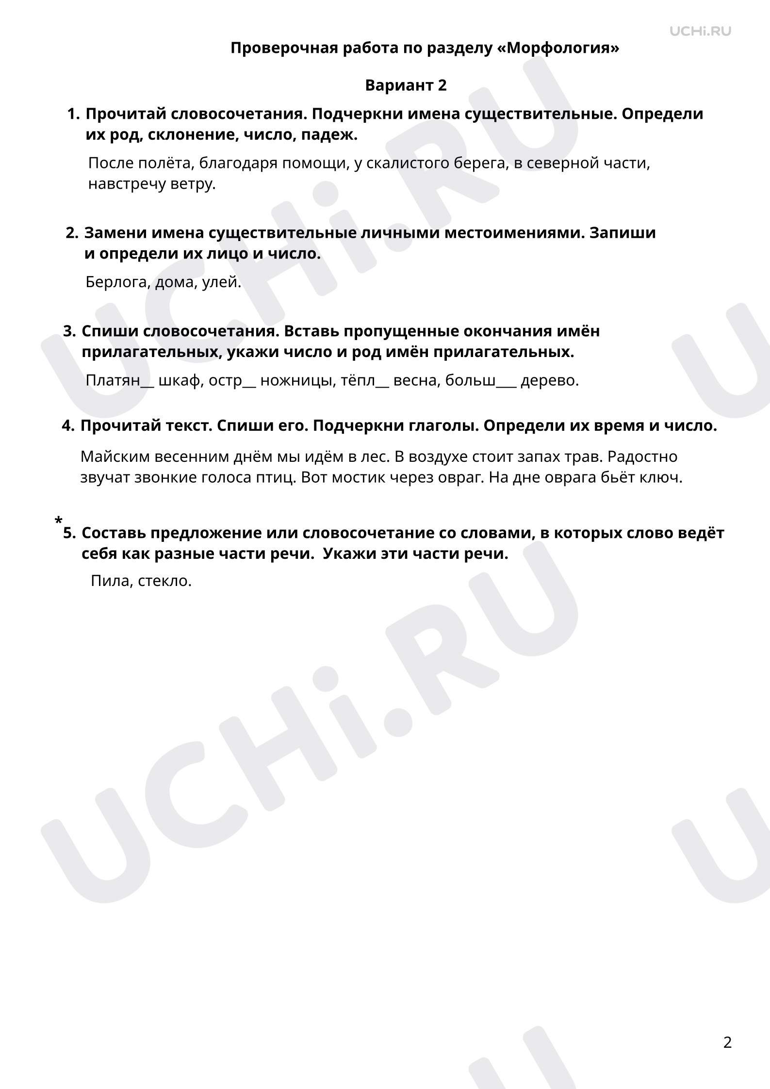 Предпросмотр материала Морфология, 2 вариант