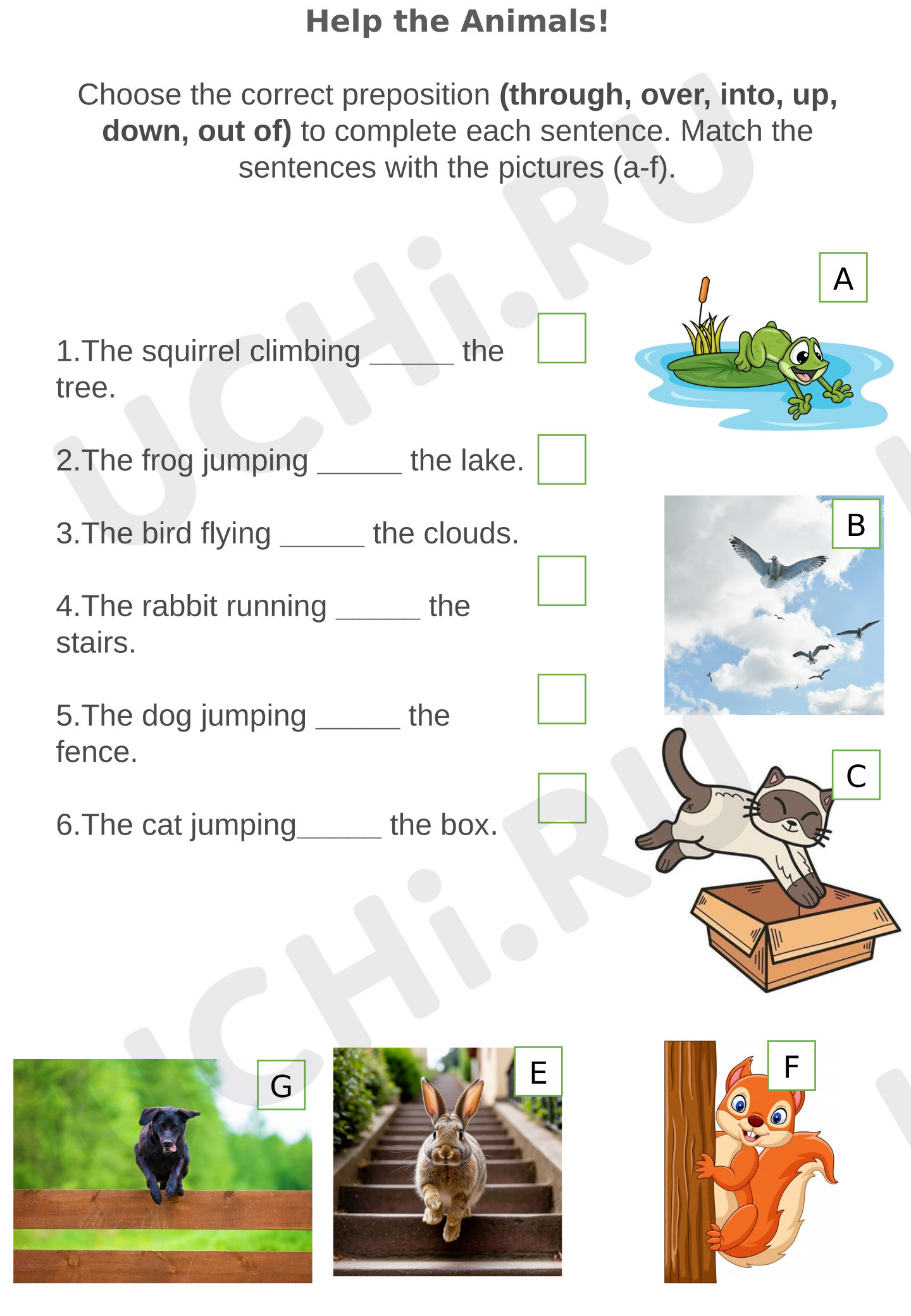Предпросмотр материала Английский язык. Рабочие листы. Starlight 4. Prepositions of movement.