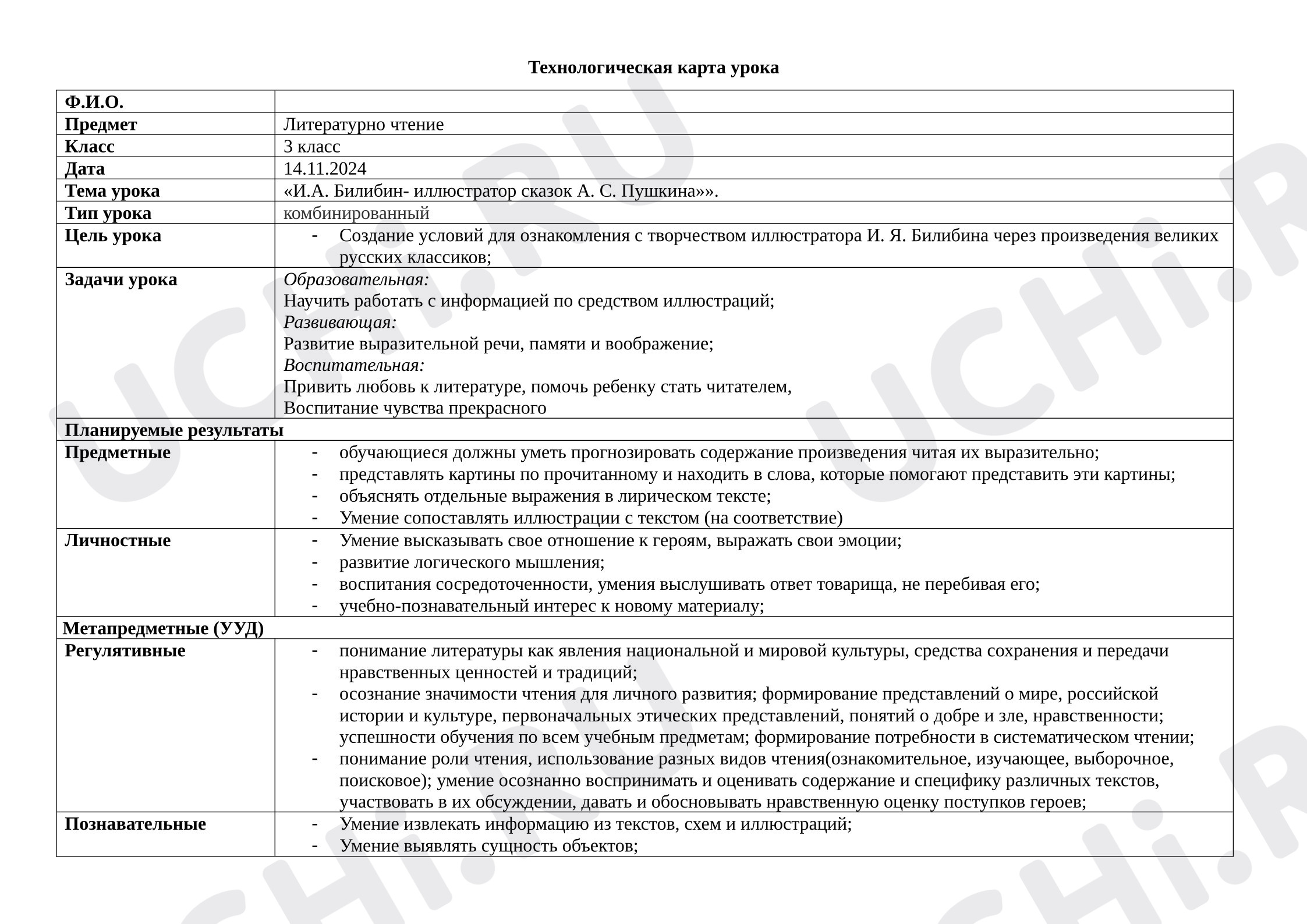 Предпросмотр материала Конспект урока "И.А. Билибин - иллюстратор сказок А.С. Пушкина"