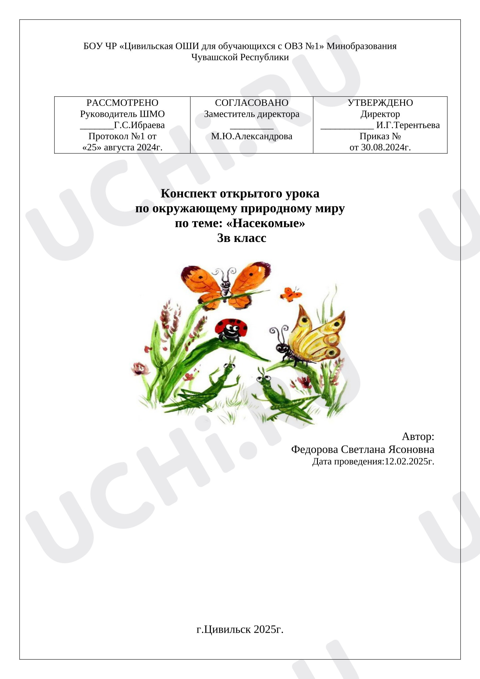 Предпросмотр материала Открытый урок по предмету окружающий природный мир «Насекомые».