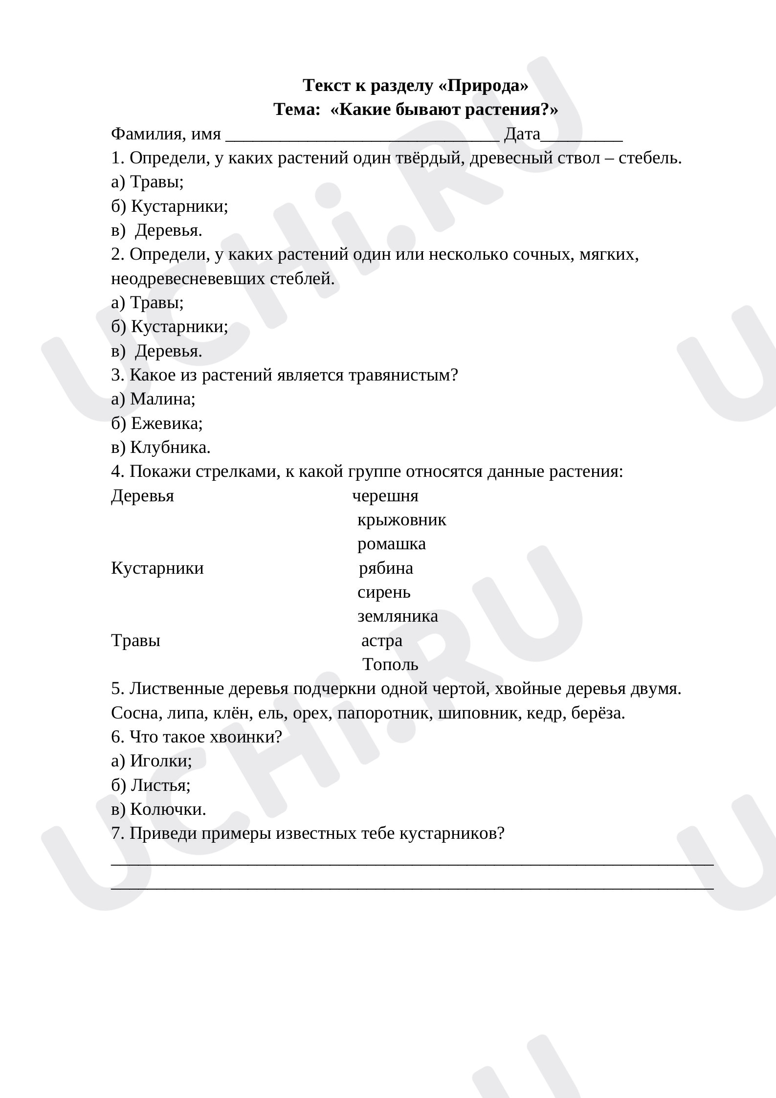 Предпросмотр материала Текст к уроку окружающего мира по теме: «Какие бывают растения?»