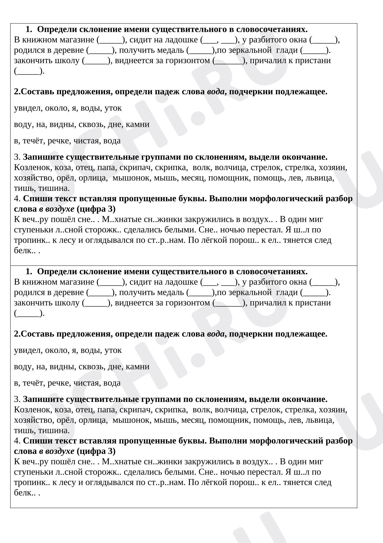 Предпросмотр материала Склонение имен существительных