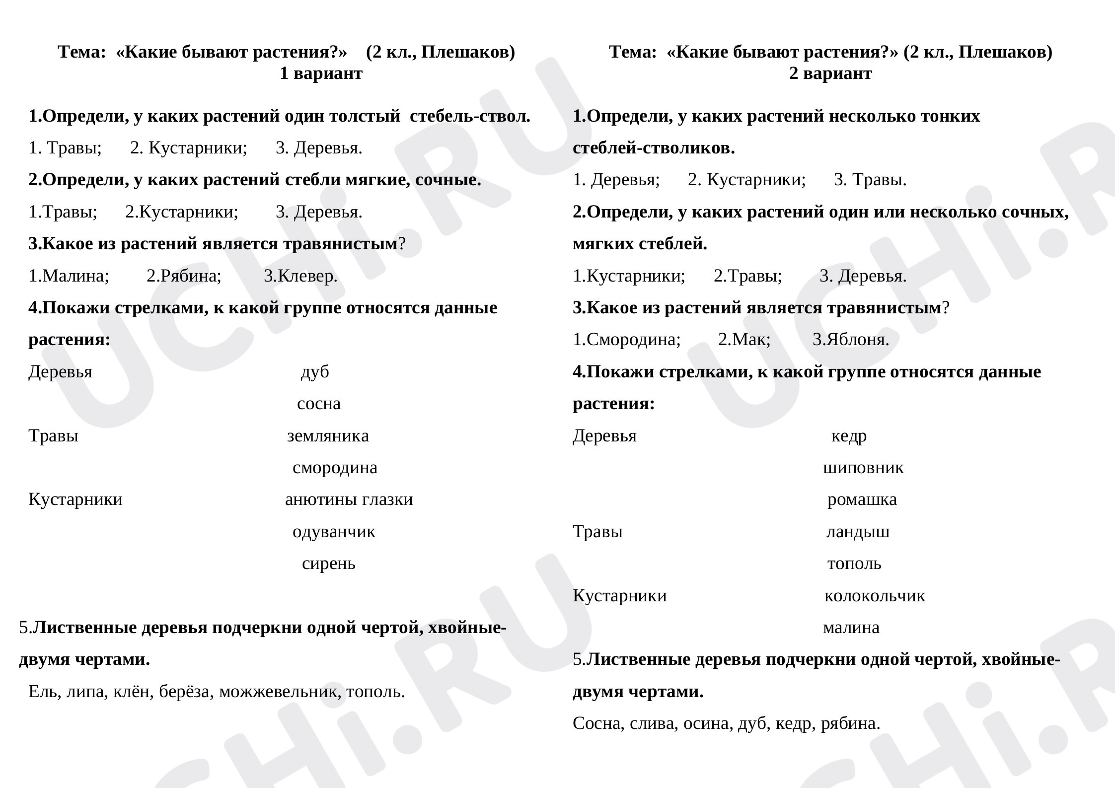 Предпросмотр материала Тест по окружающему миру по теме: "Какие бывают растения?"