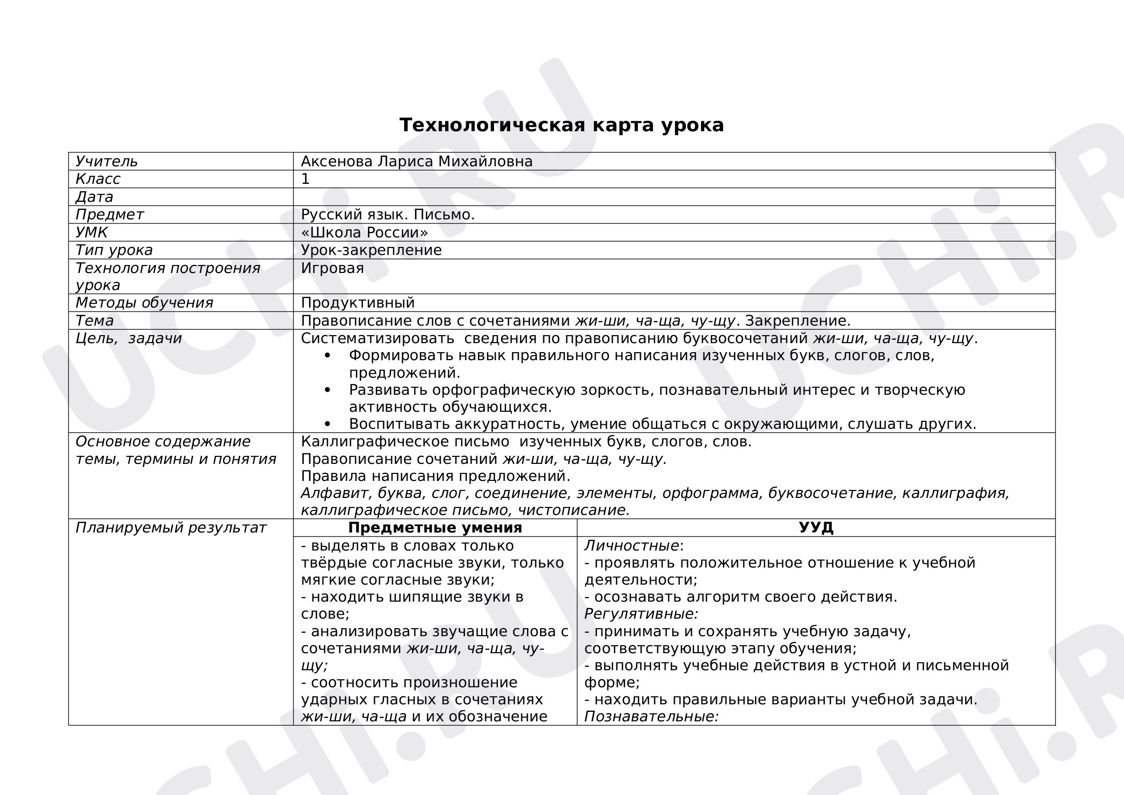 Предпросмотр материала Правописание слов с сочетаниями жи-ши, ча-ща, чу-щу. Закрепление