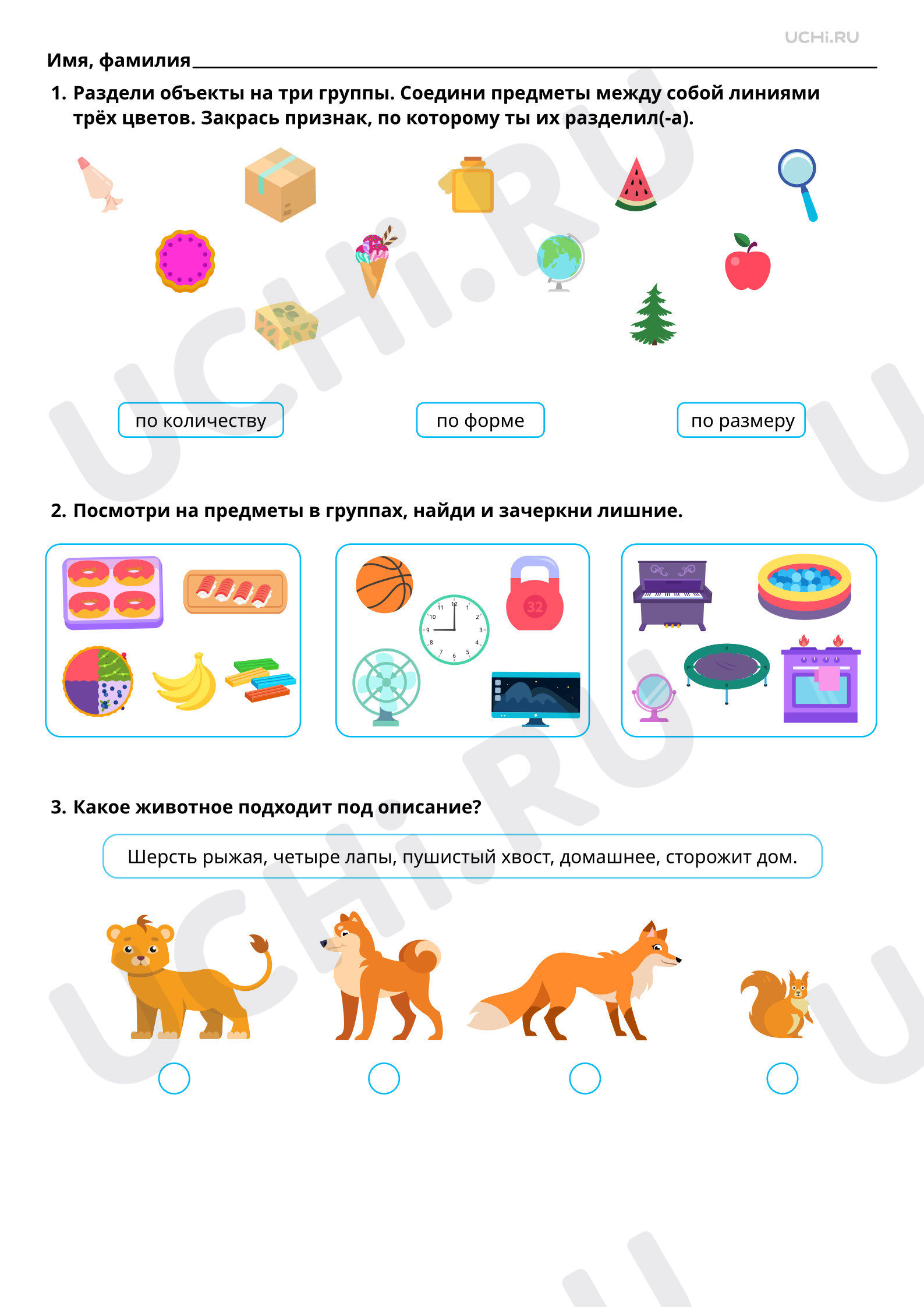 Предпросмотр материала Характеристики объекта, группы объектов (количество, форма, размер, запись). Базовый уровень