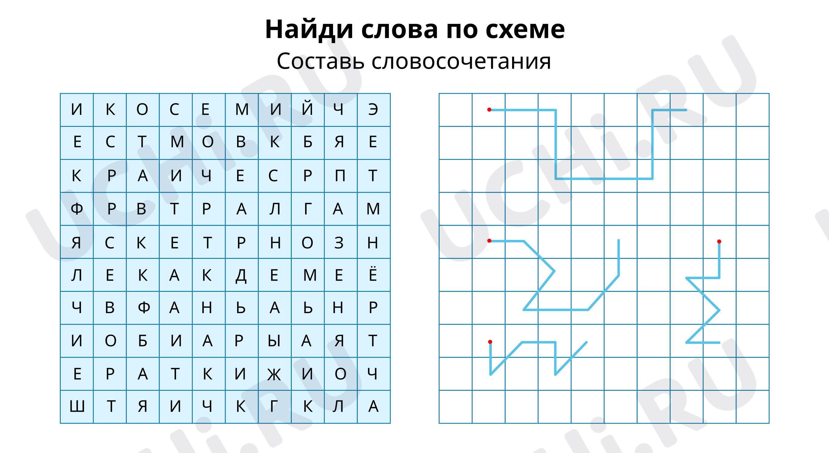 Предпросмотр материала Найди слова по схеме. Просклоняй словосочетания