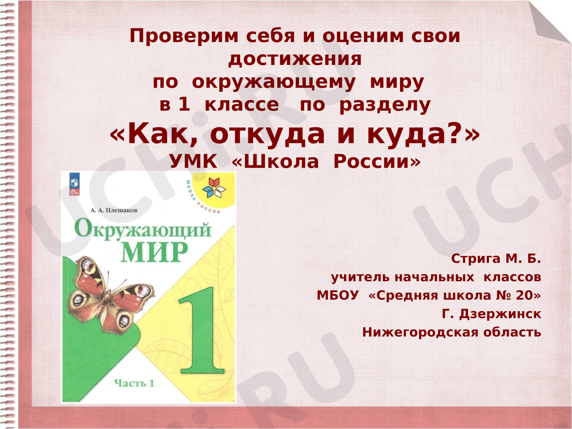 Предпросмотр материала Презентация к уроку окружающего мира. Проверим себя и оценим свои достижения.