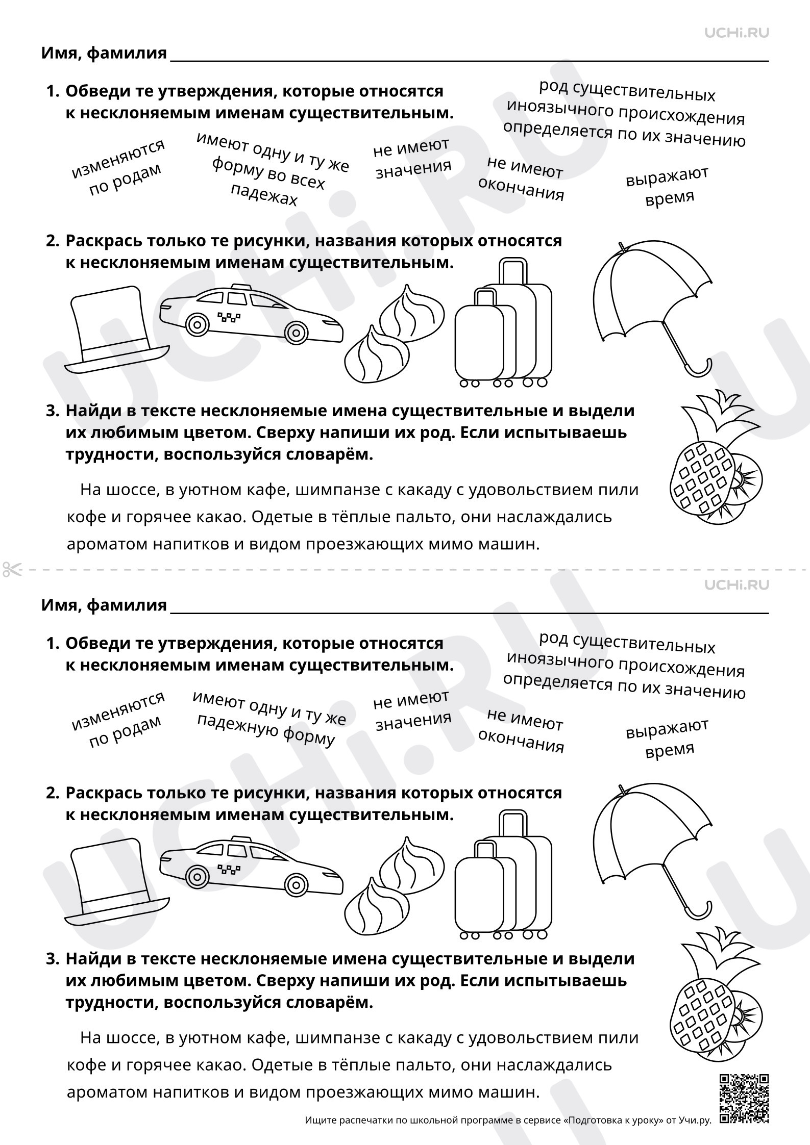Предпросмотр материала Несклоняемые имена существительные. Базовый уровень