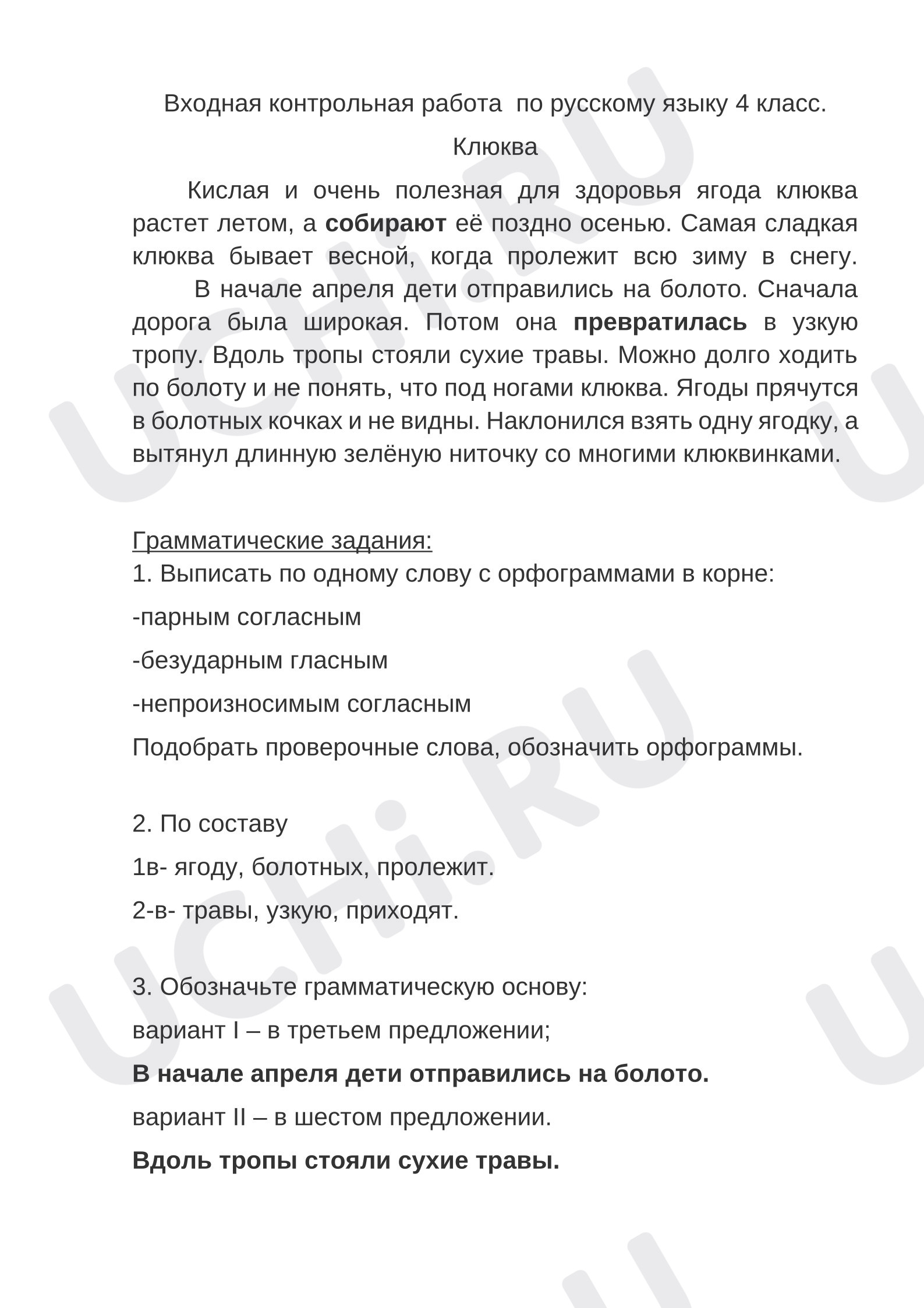 Предпросмотр материала Входной контрольный диктант по русскому языку