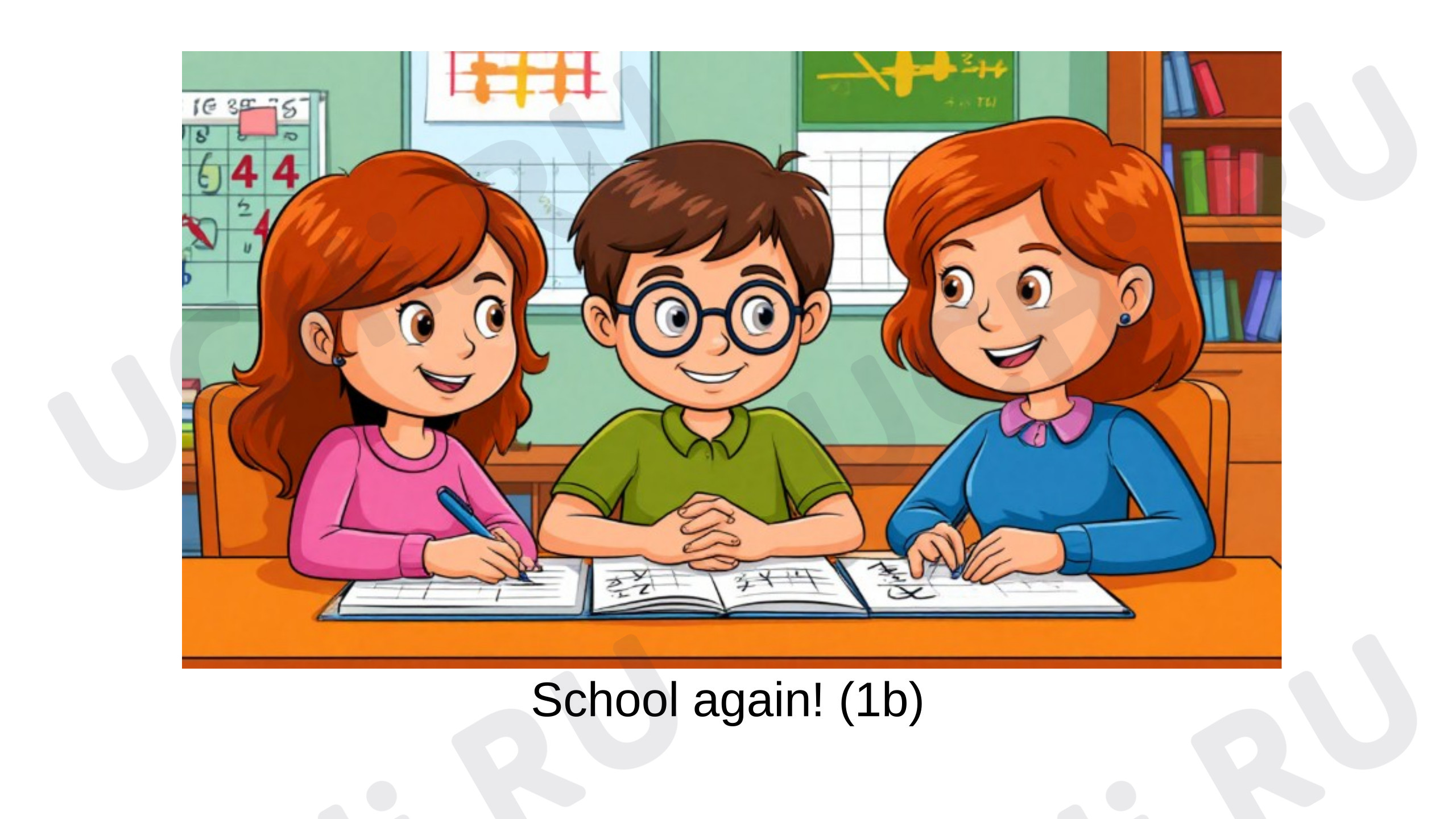 Предпросмотр материала Английский язык. Презентация. School again (1b).