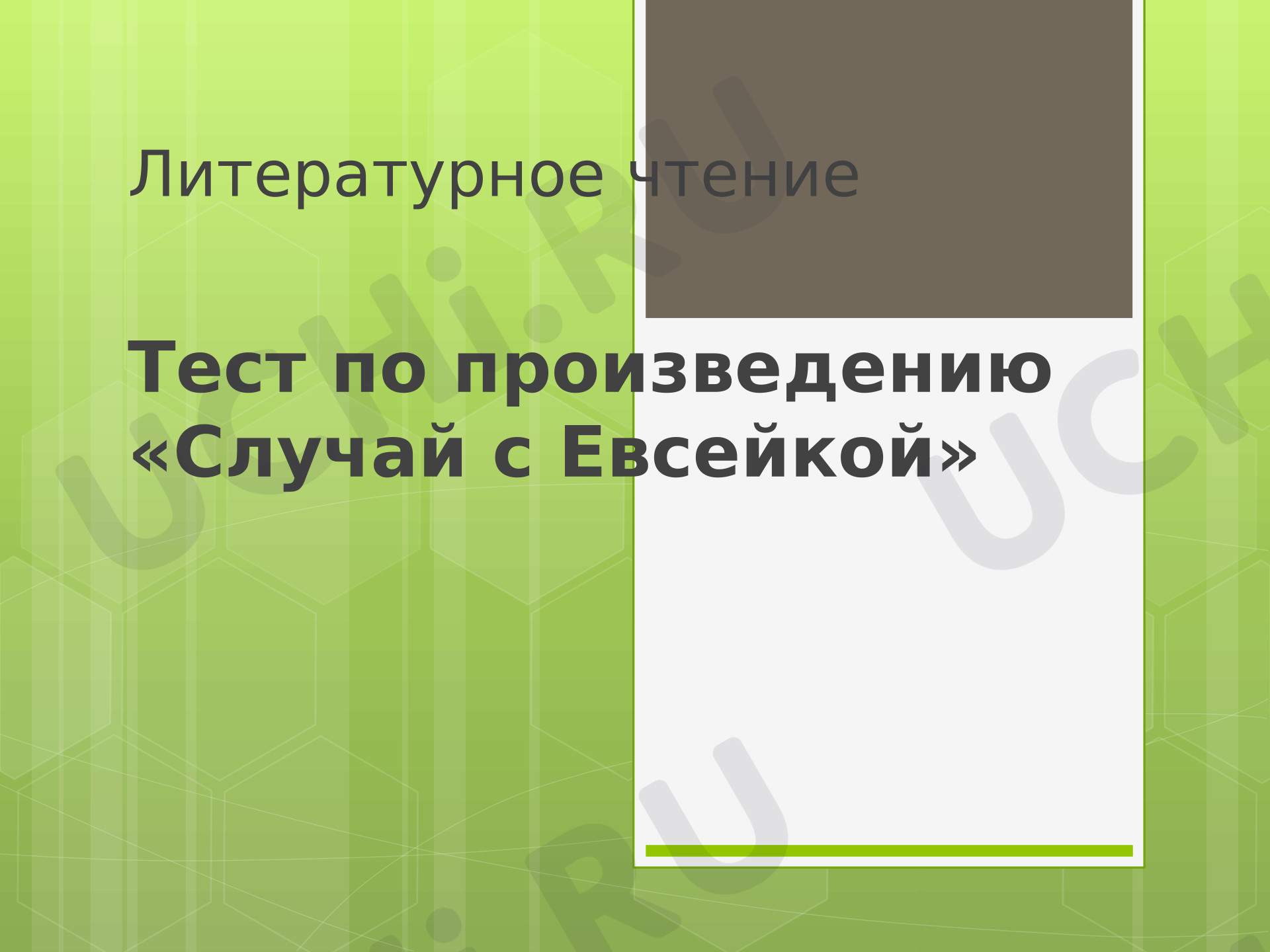 Предпросмотр материала Презентация к уроку литературного чтения. Тест по произведению М.Горького "Случай с Евсейкой"