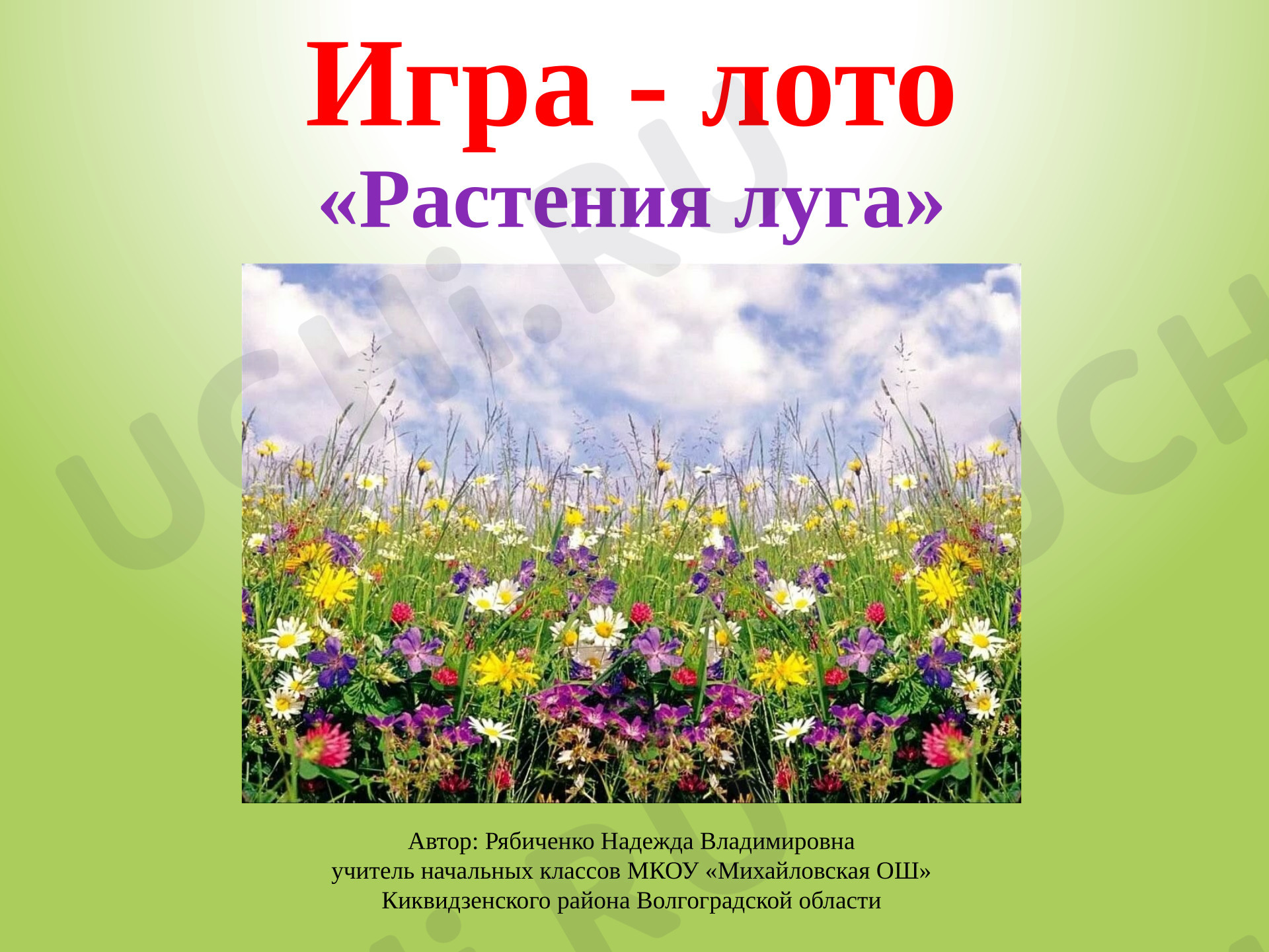 Предпросмотр материала Растения луга. Игра