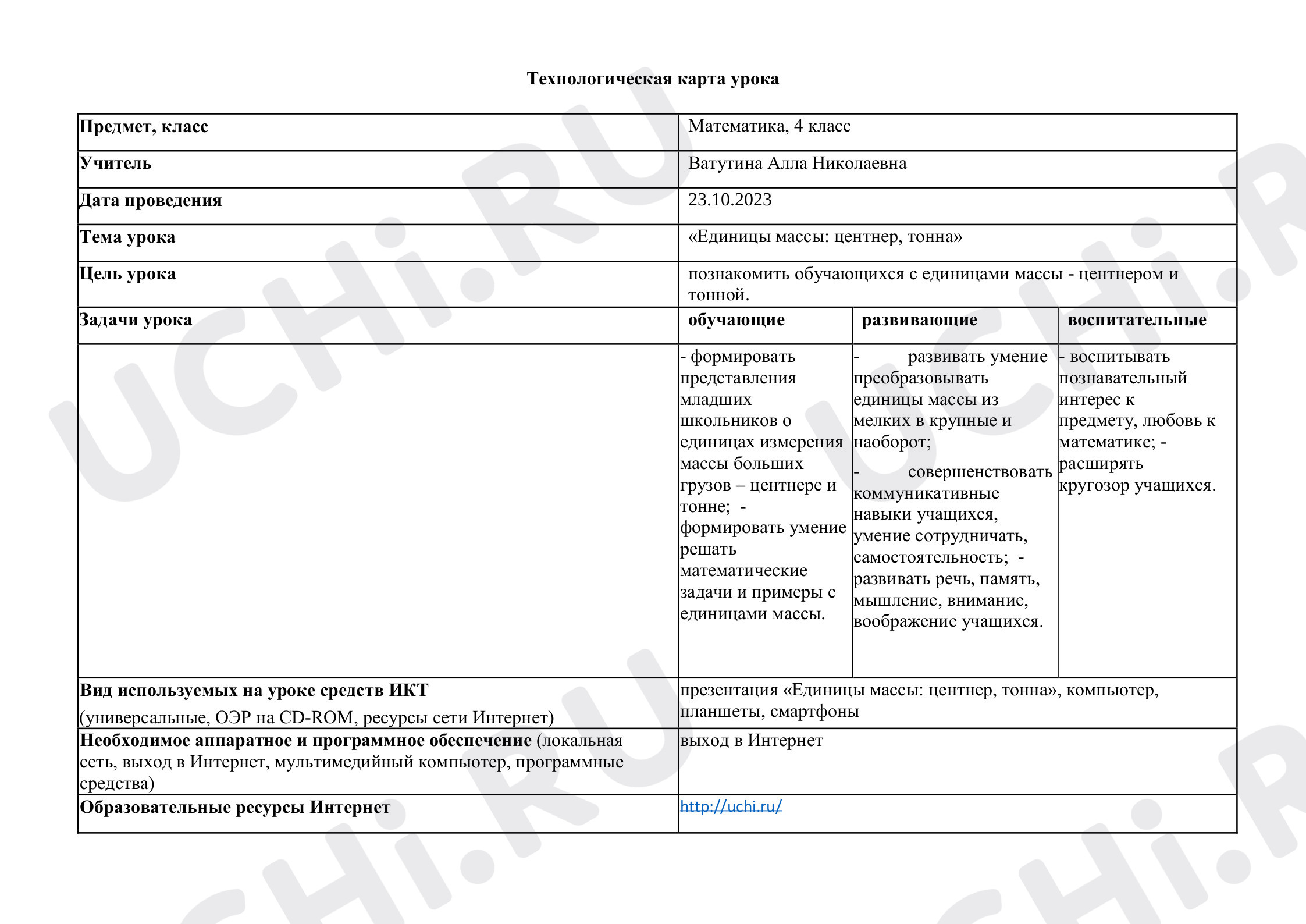 Единицы измерения массы, математика 4 класс | Подготовка к уроку от Учи.ру