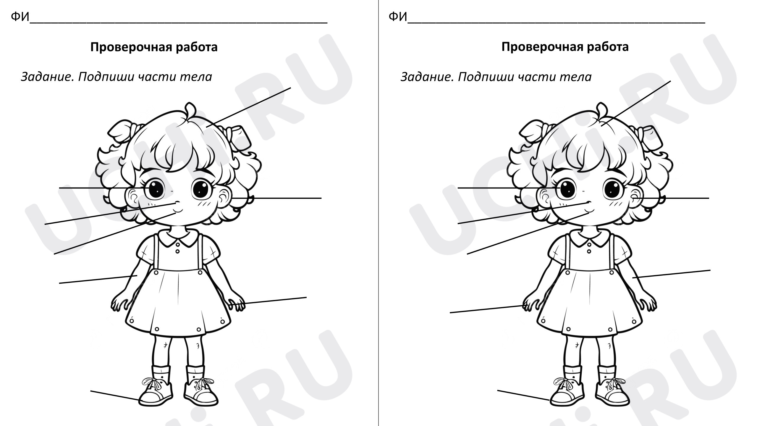 Предпросмотр материала Проверочная работа по английскому языку "Части тела"