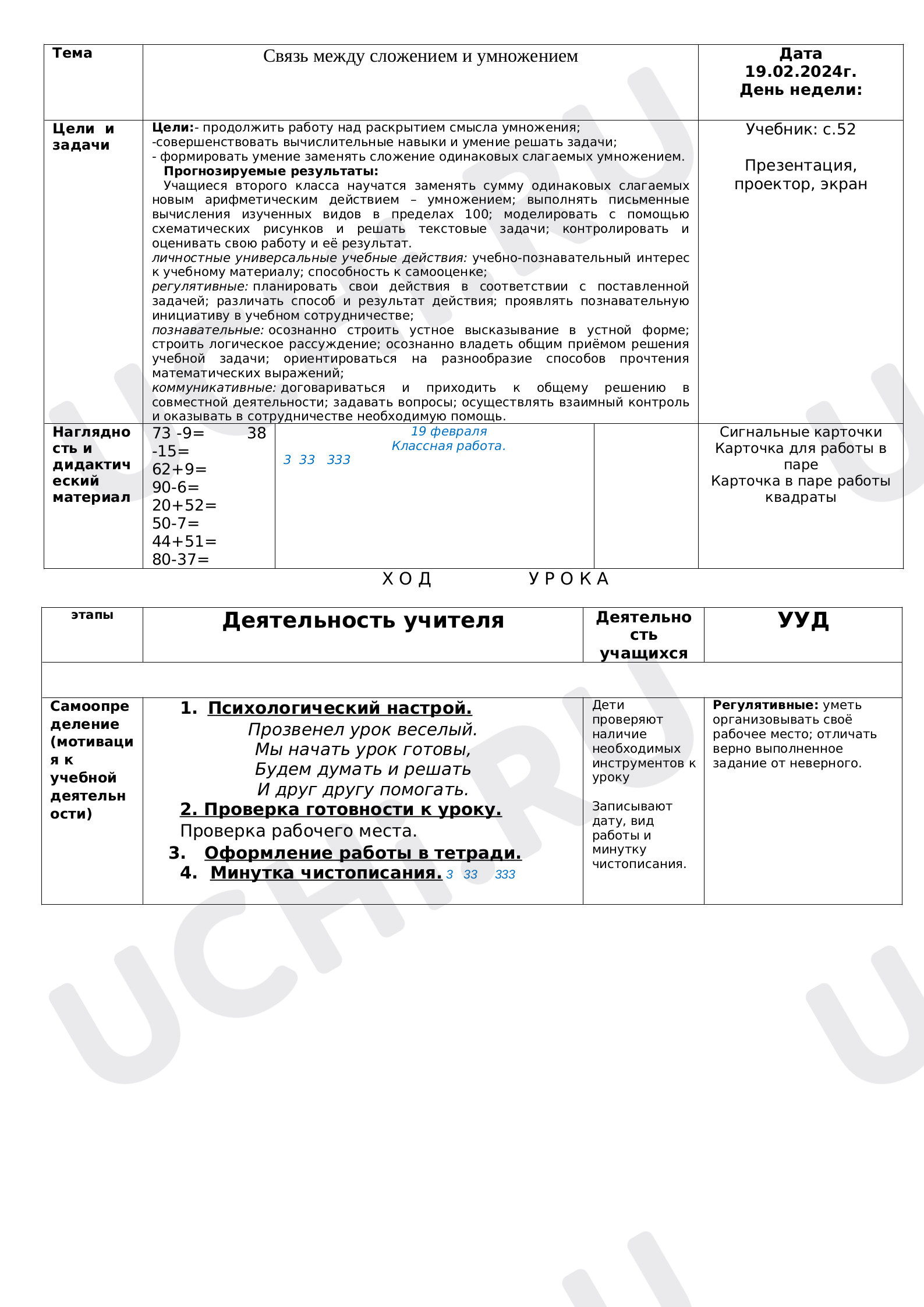 Предпросмотр материала Сложение в пределах 100. Связь между сложением и умножением