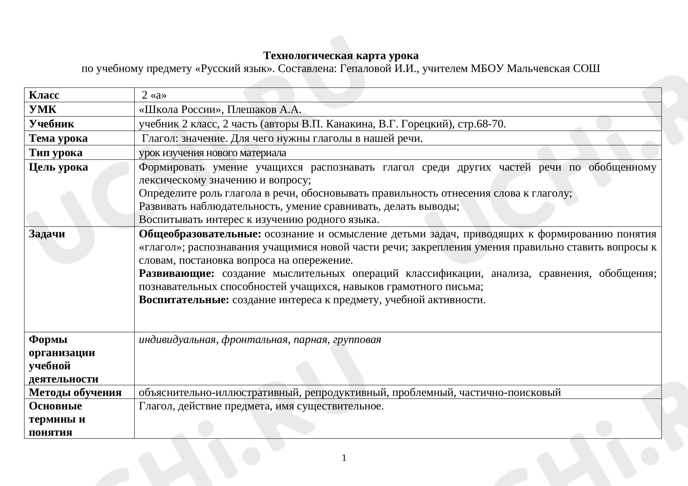 Предпросмотр материала Глагол