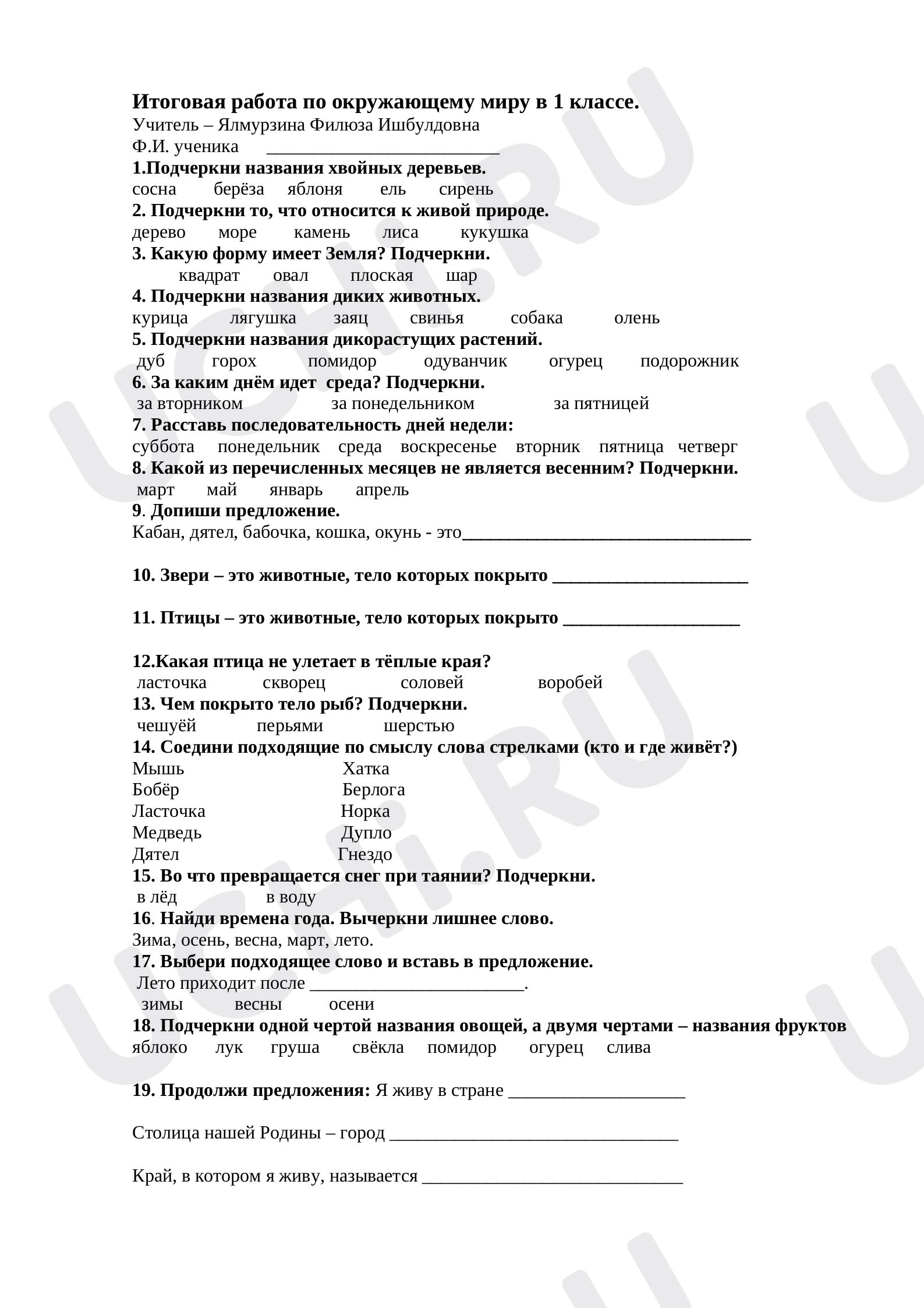 Предпросмотр материала Итоговая работа