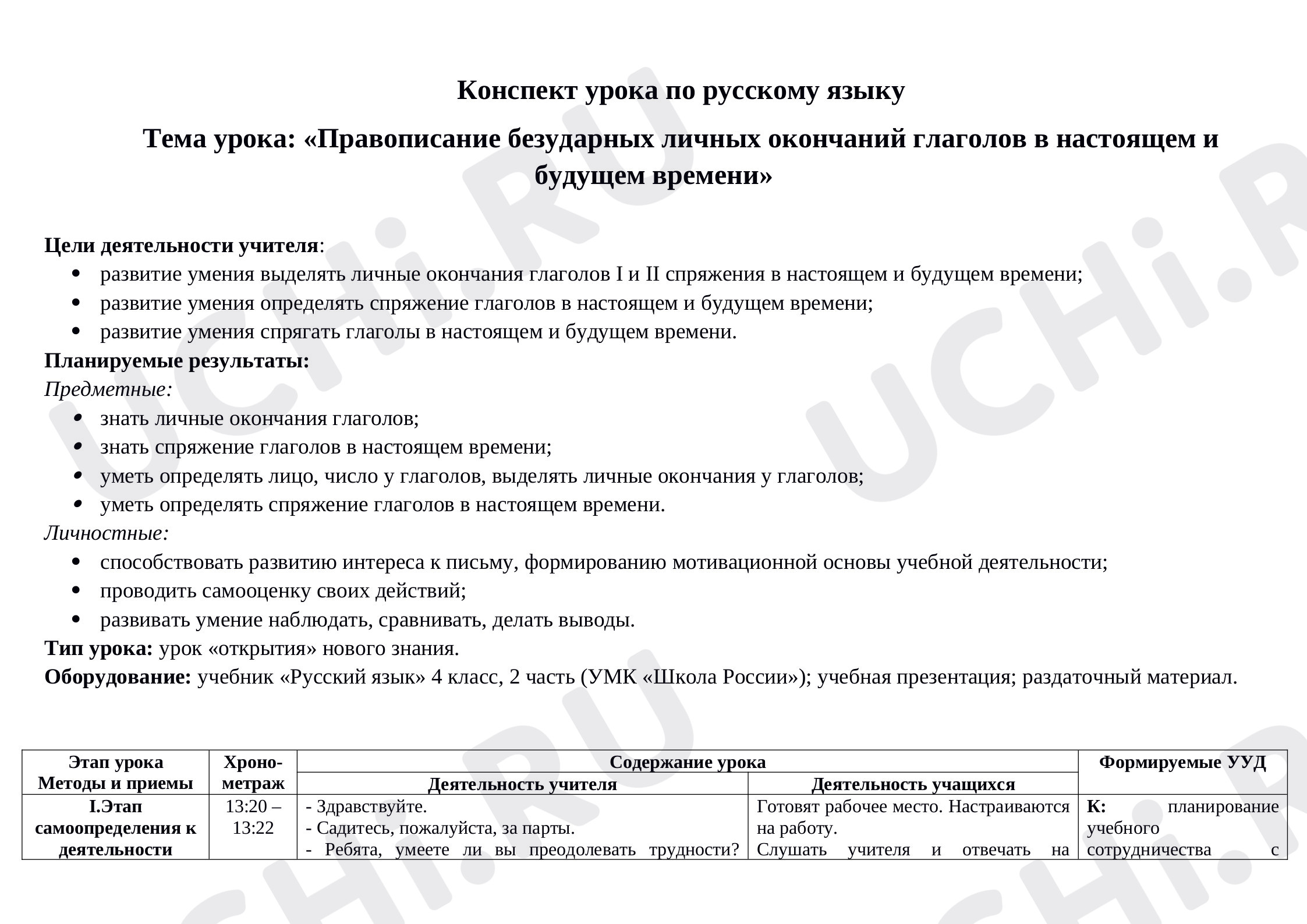 Предпросмотр материала Правописание безударных личных окончаний глаголов в настоящем и будущем времени