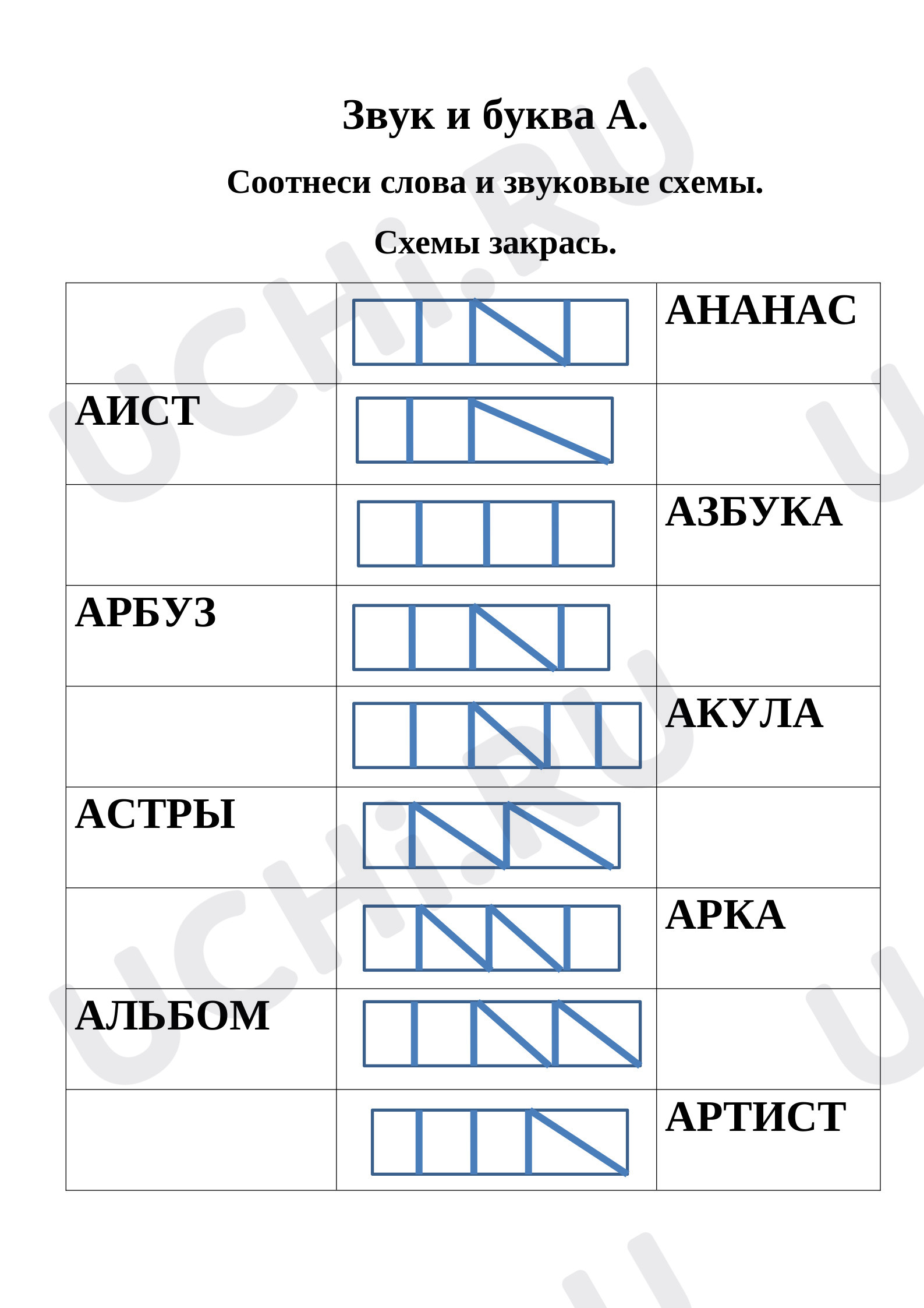 Предпросмотр материала Звуковой анализ слов. Звук и буква А, а