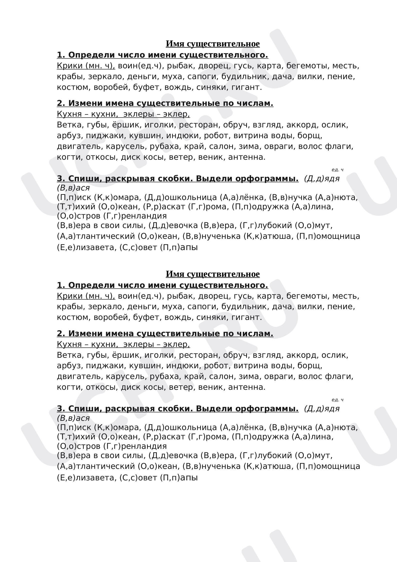 Предпросмотр материала Рабочий лист к уроку русского языка по теме: Имя существительное