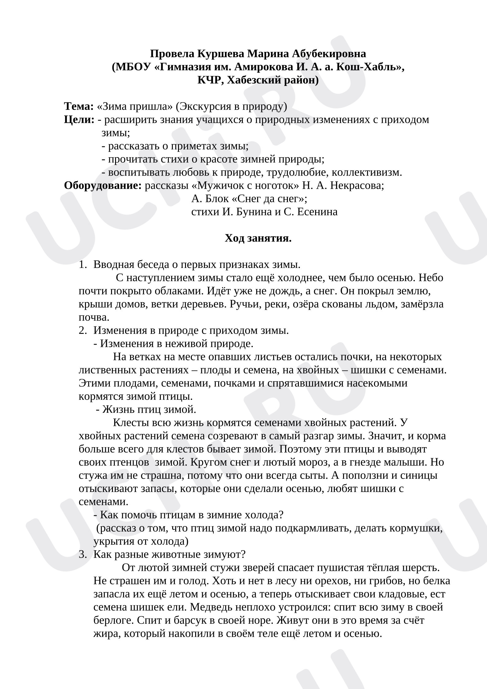 Предпросмотр материала Экскурсия «Зима пришла».