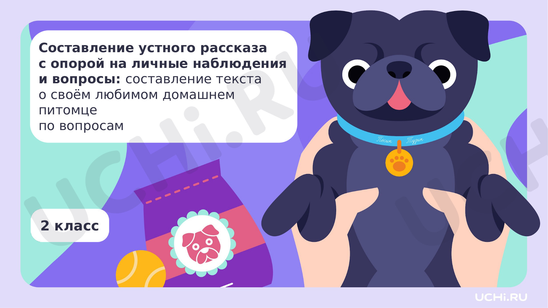 Предпросмотр материала Составление устного рассказа с опорой на личные наблюдения и вопросы: составление текста о своём любимом домашнем питомце по вопросам