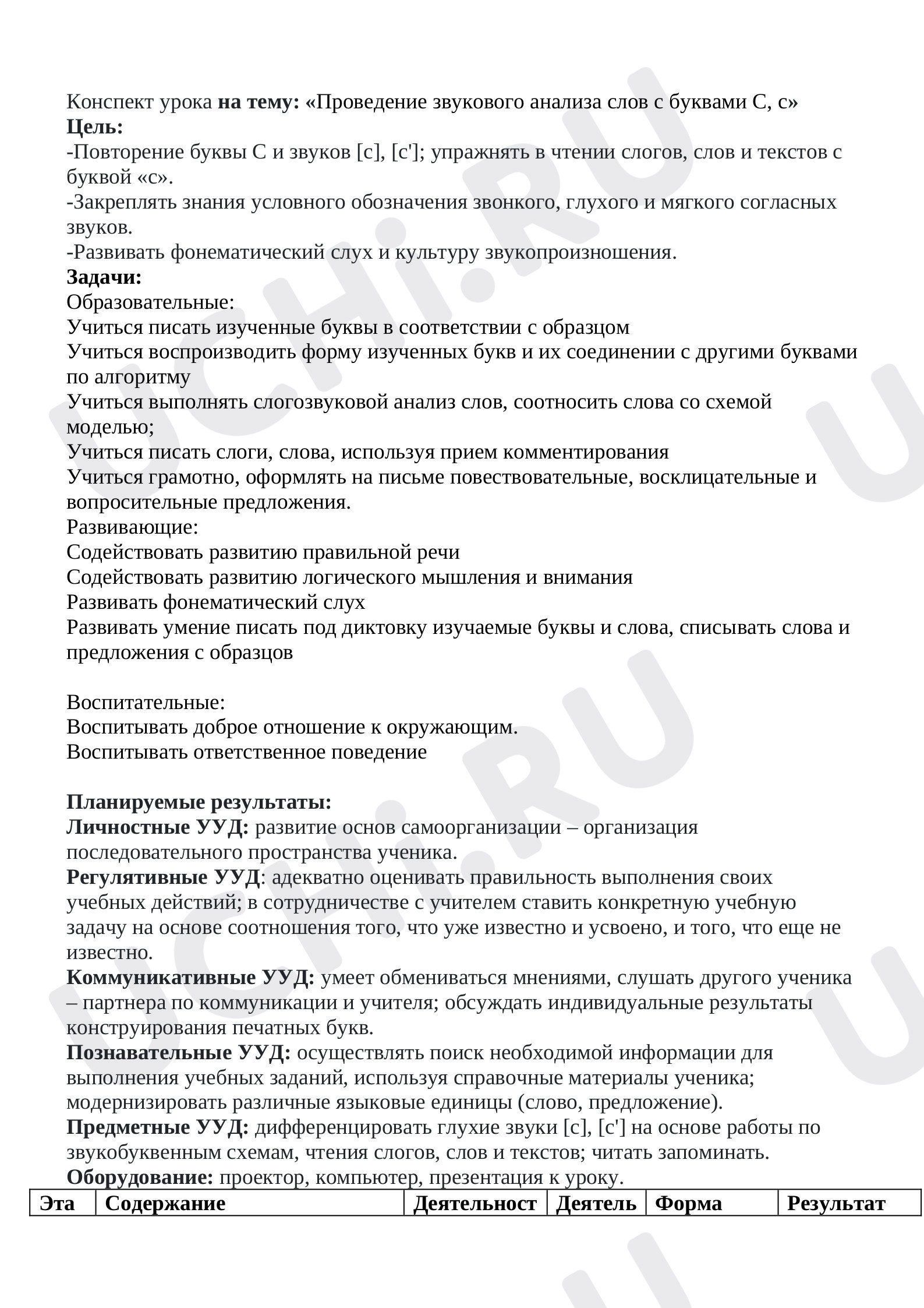 Предпросмотр материала Технологическая карта урока русского языка. Звук [с]. Буква Сс. Закрепление. (2 урок )
