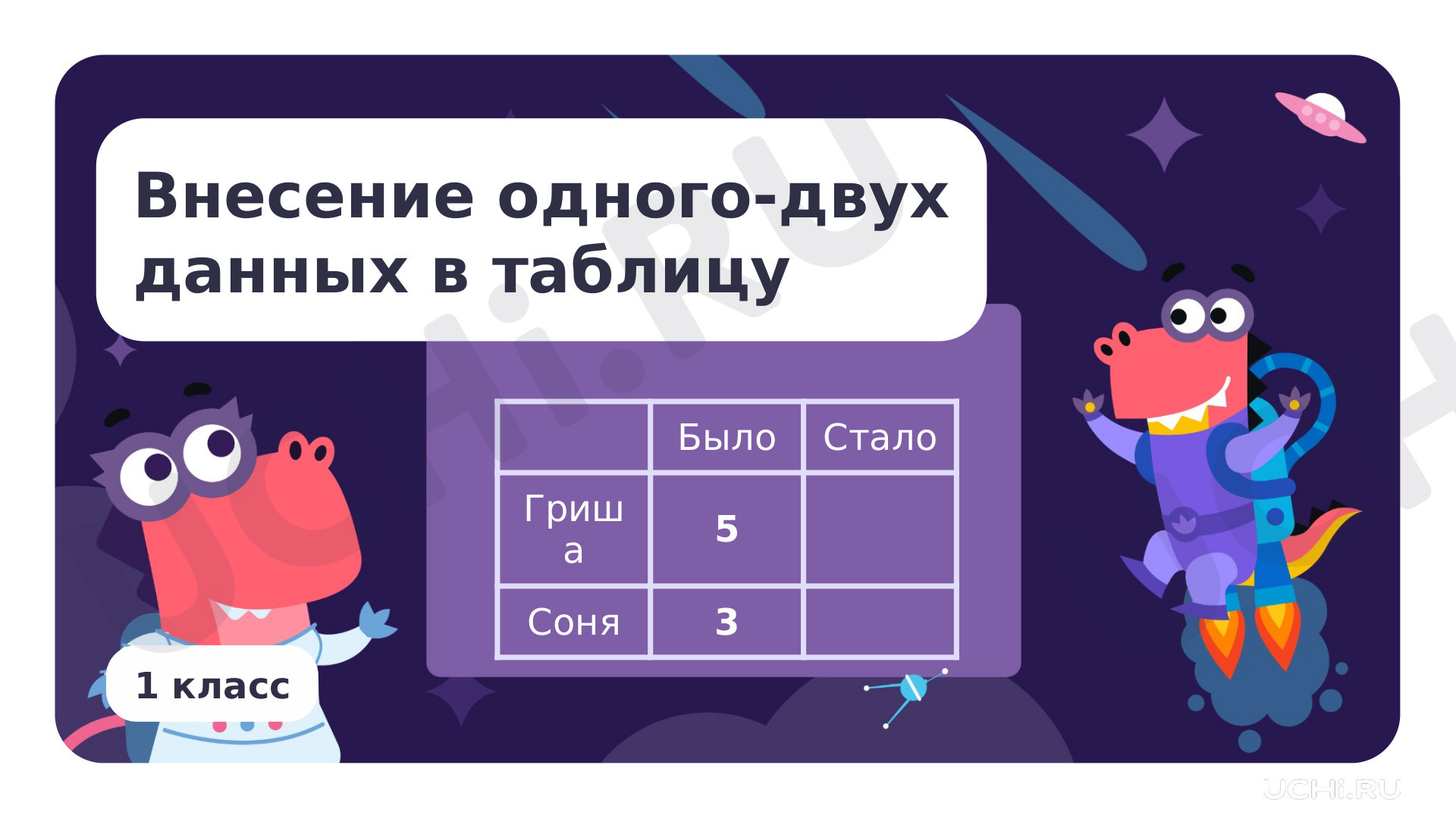 Предпросмотр материала Внесение одного-двух данных в таблицу