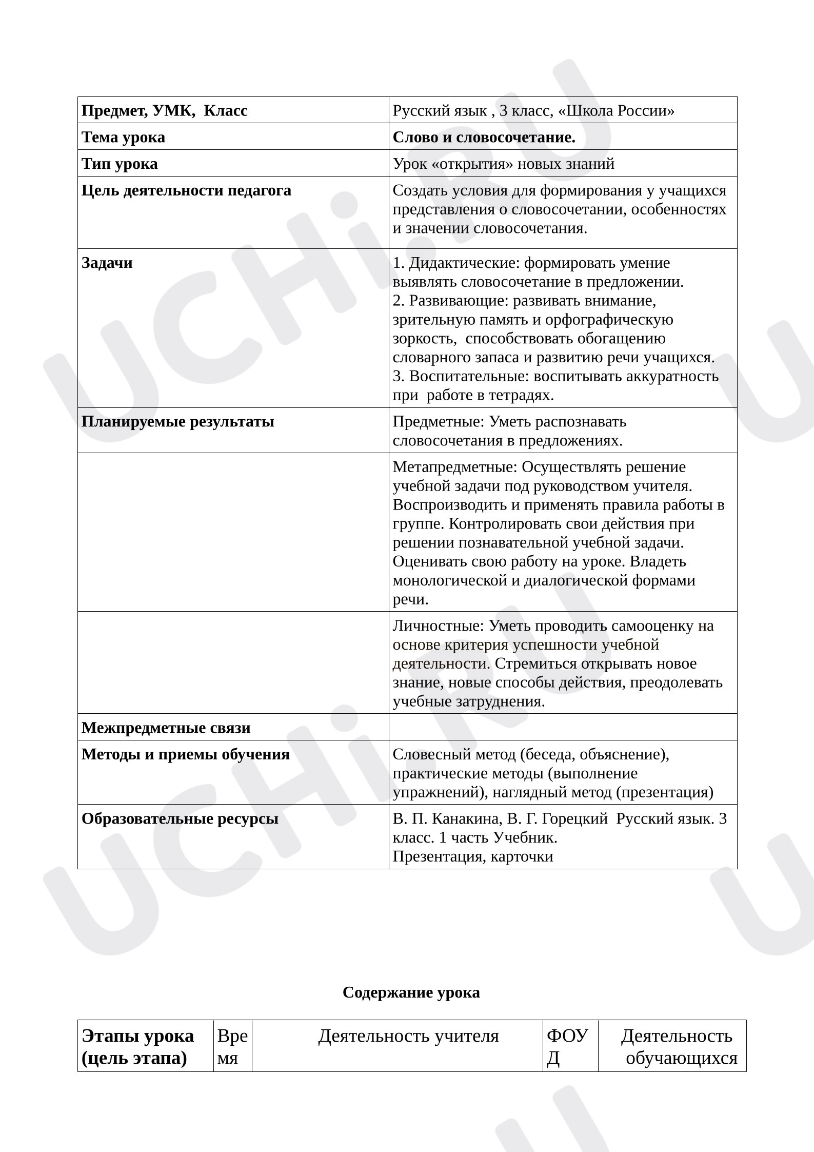 Предпросмотр материала Урок русского языка «Слово и словосочетание»