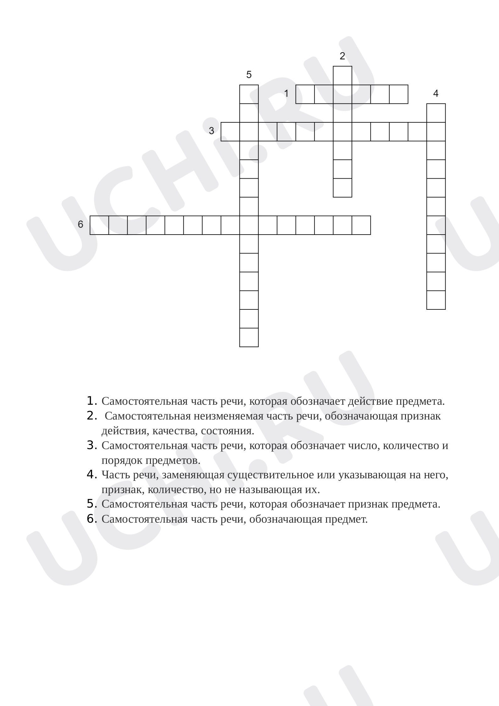 Предпросмотр материала Части речи. Кроссворд