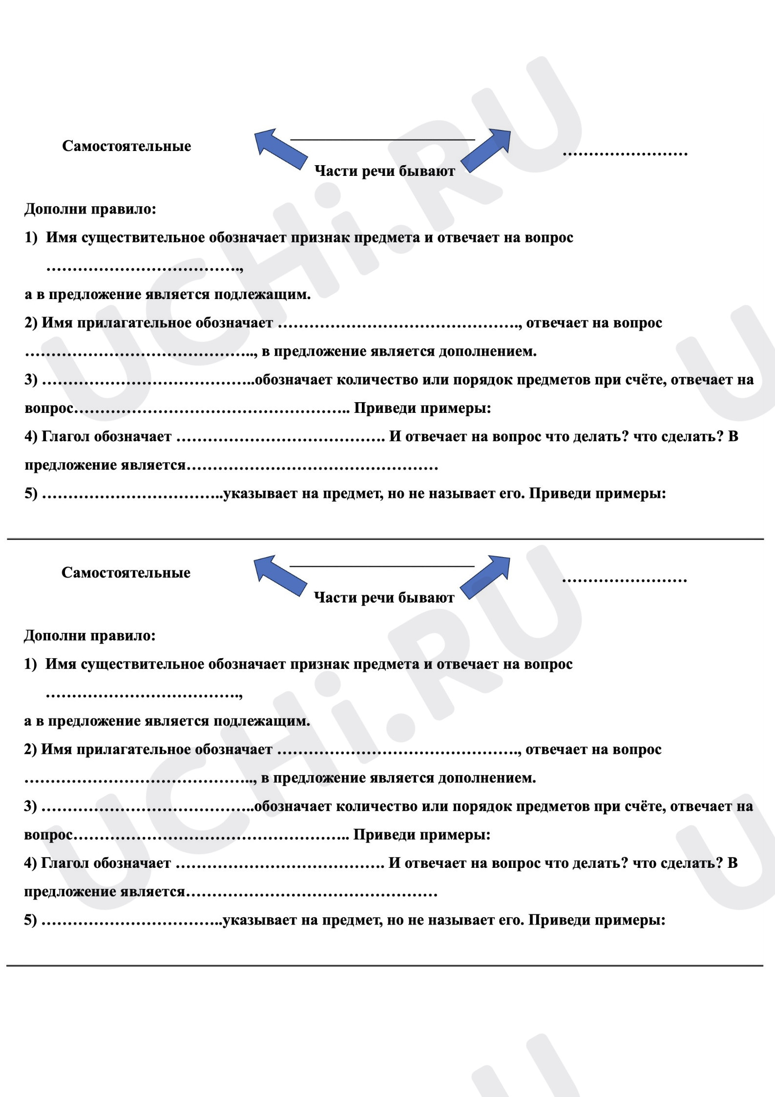 Предпросмотр материала Проверочная работа к уроку русского языка на тему «Части речи».