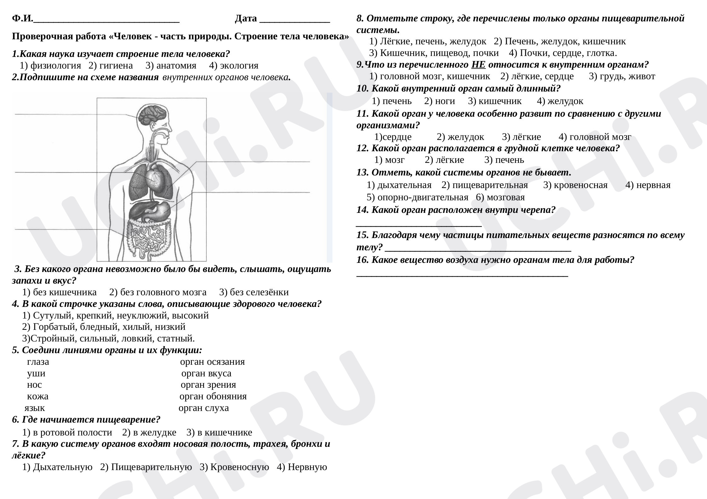 Предпросмотр материала Человек - часть природы. Строение тела человека