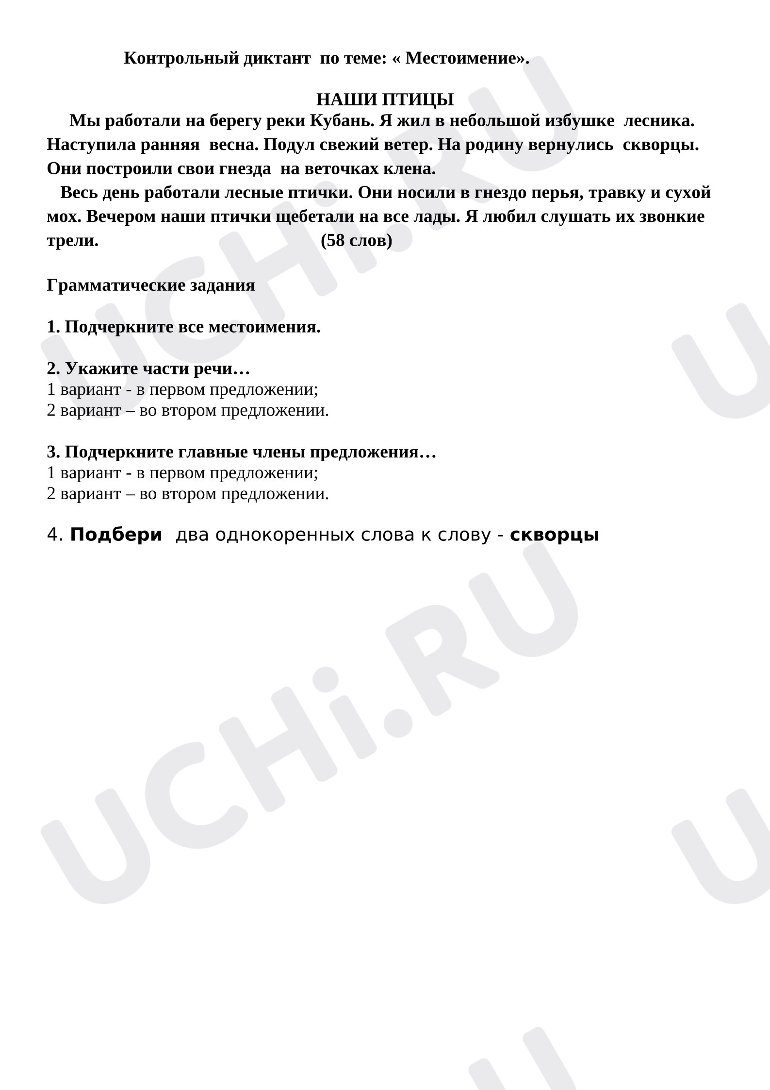 Предпросмотр материала Русский язык. Диктант по теме "Местоимение"