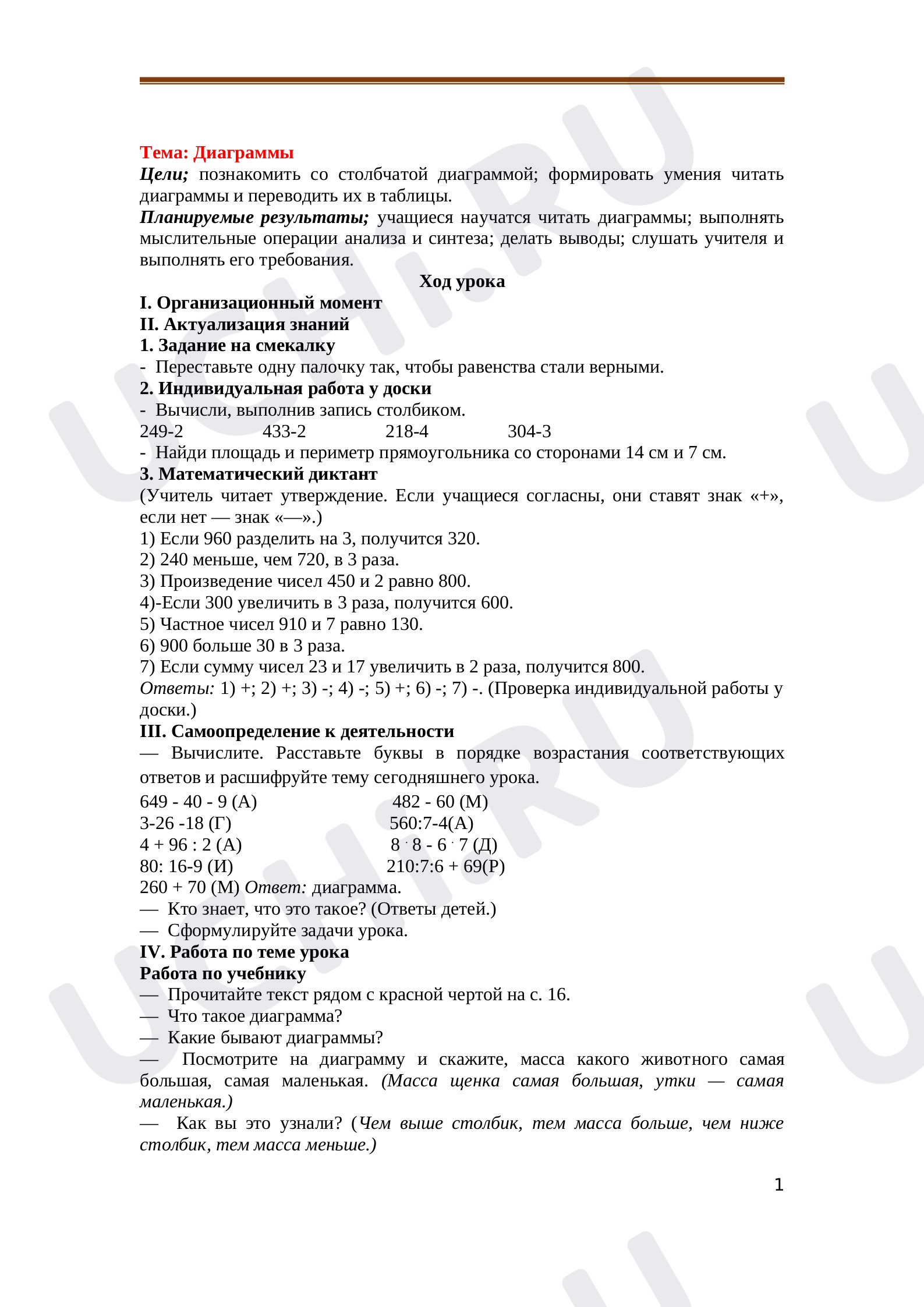 Предпросмотр материала Диаграммы