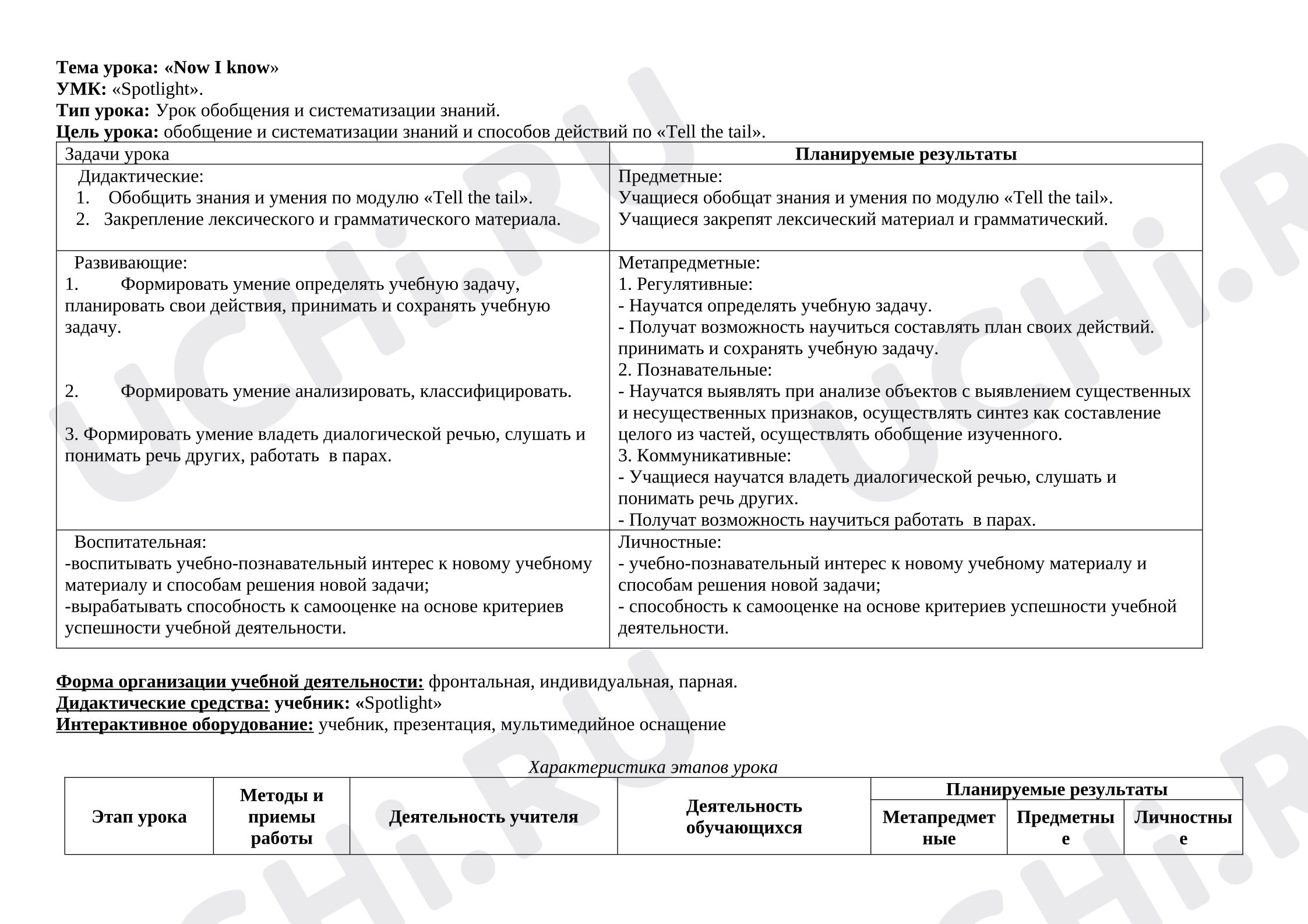Предпросмотр материала Английский язык. План урока. Now I know «Tell the tail».