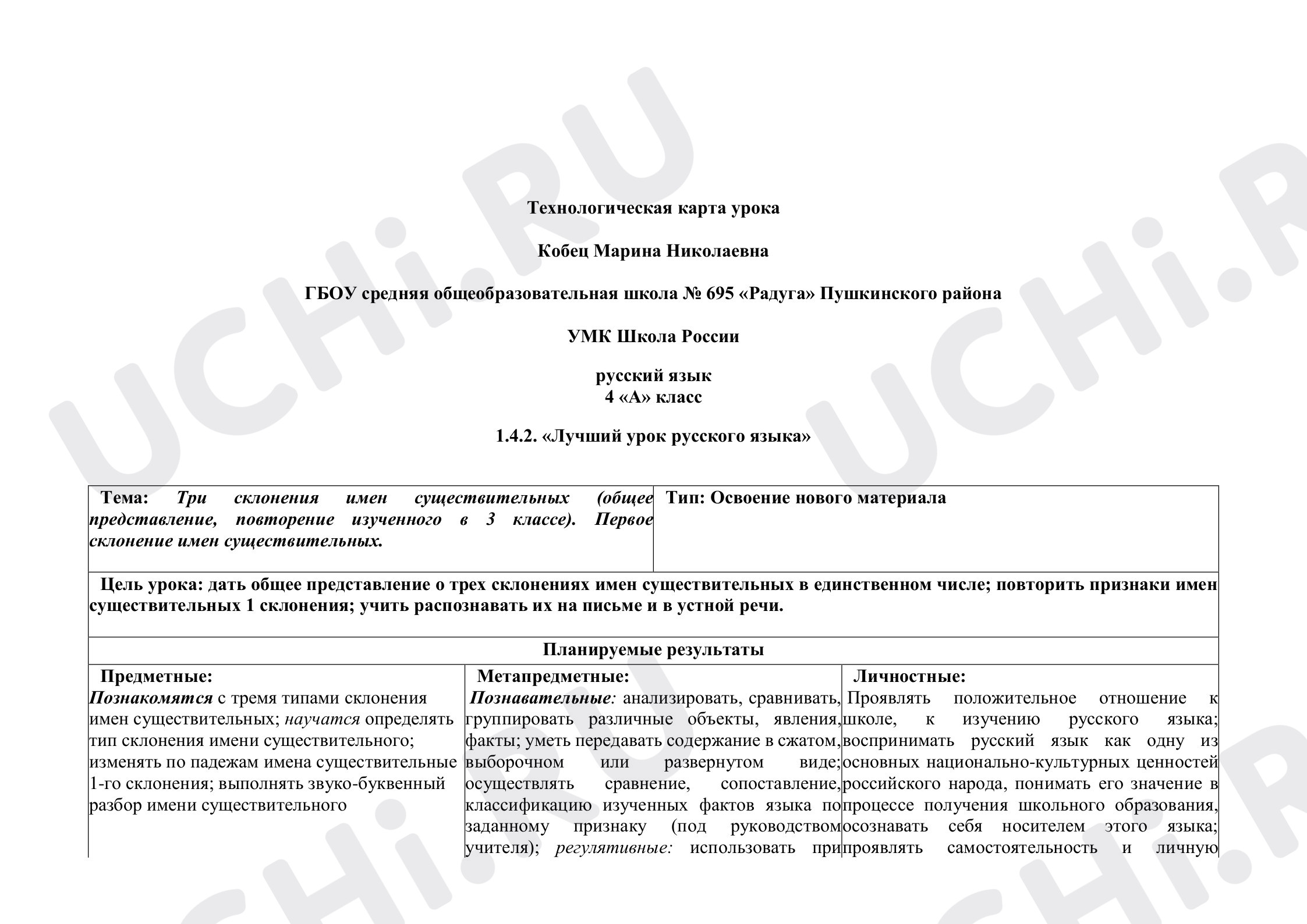 Предпросмотр материала Три склонения имен существительных