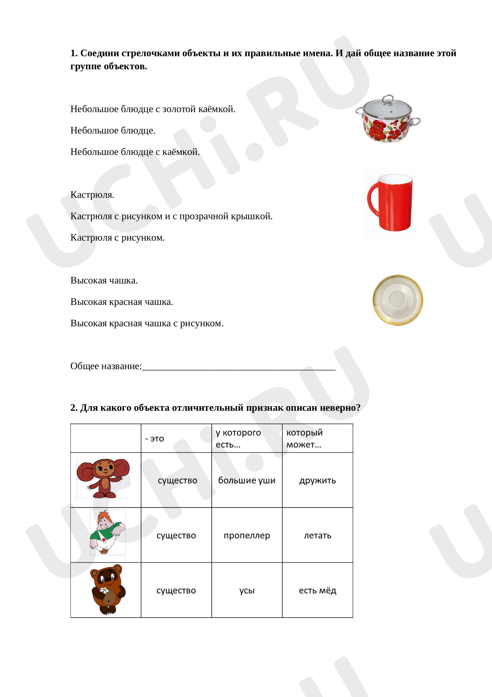 Предпросмотр материала Самостоятельная работа «Единичное имя объекта. Отличительные признаки»